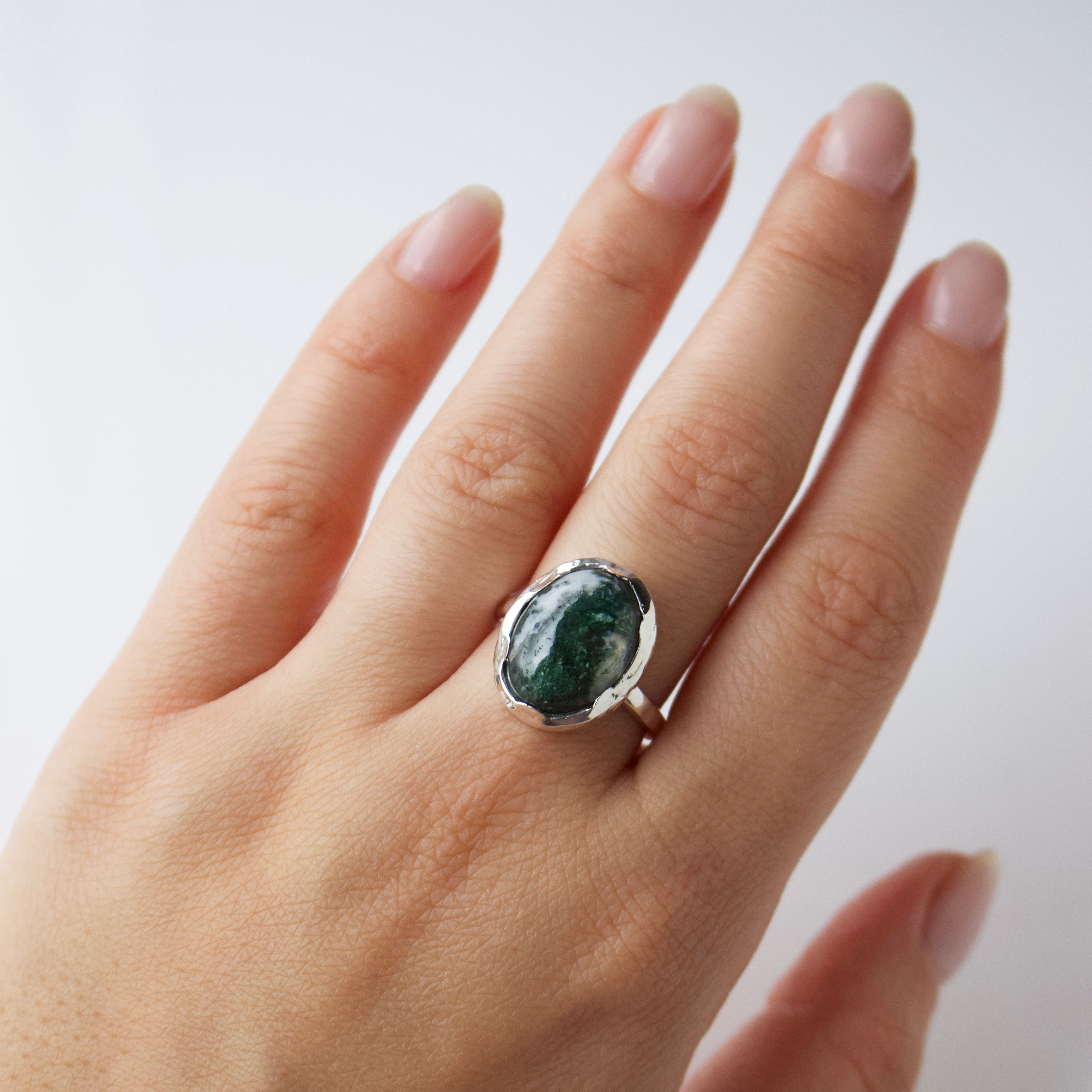 Molten Organic Snowflake Jade Ring - Handmade Sterling Silver Jewelry for Women - Perfect for Weddings, Gifts & Everyday Elegance