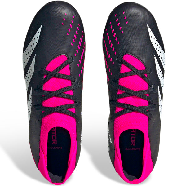Adidas Jr. Predator Accuracy.3 Firm Ground Soccer Cleats for Kids - Core Black/Team Shock Pink - Youth Football Shoes for Firm Natural Grass Fields, Perfect for Training & Matches