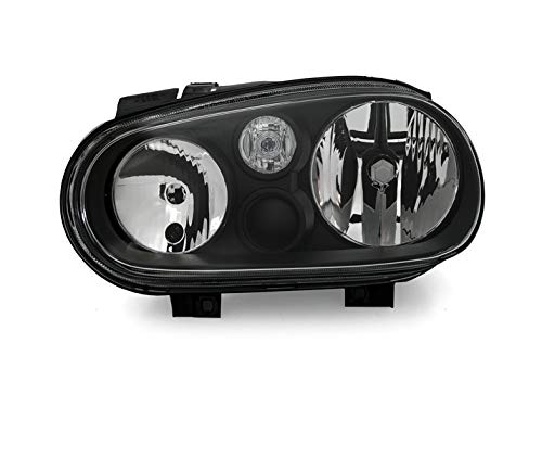 Volkswagen Golf 4 Headlight Assembly (1997-2003) - VP1649 TFL Projector Headlamps Pair, Black LHD - Compatible with Driver & Passenger Side - Perfect for Night Driving & Car Upgrades