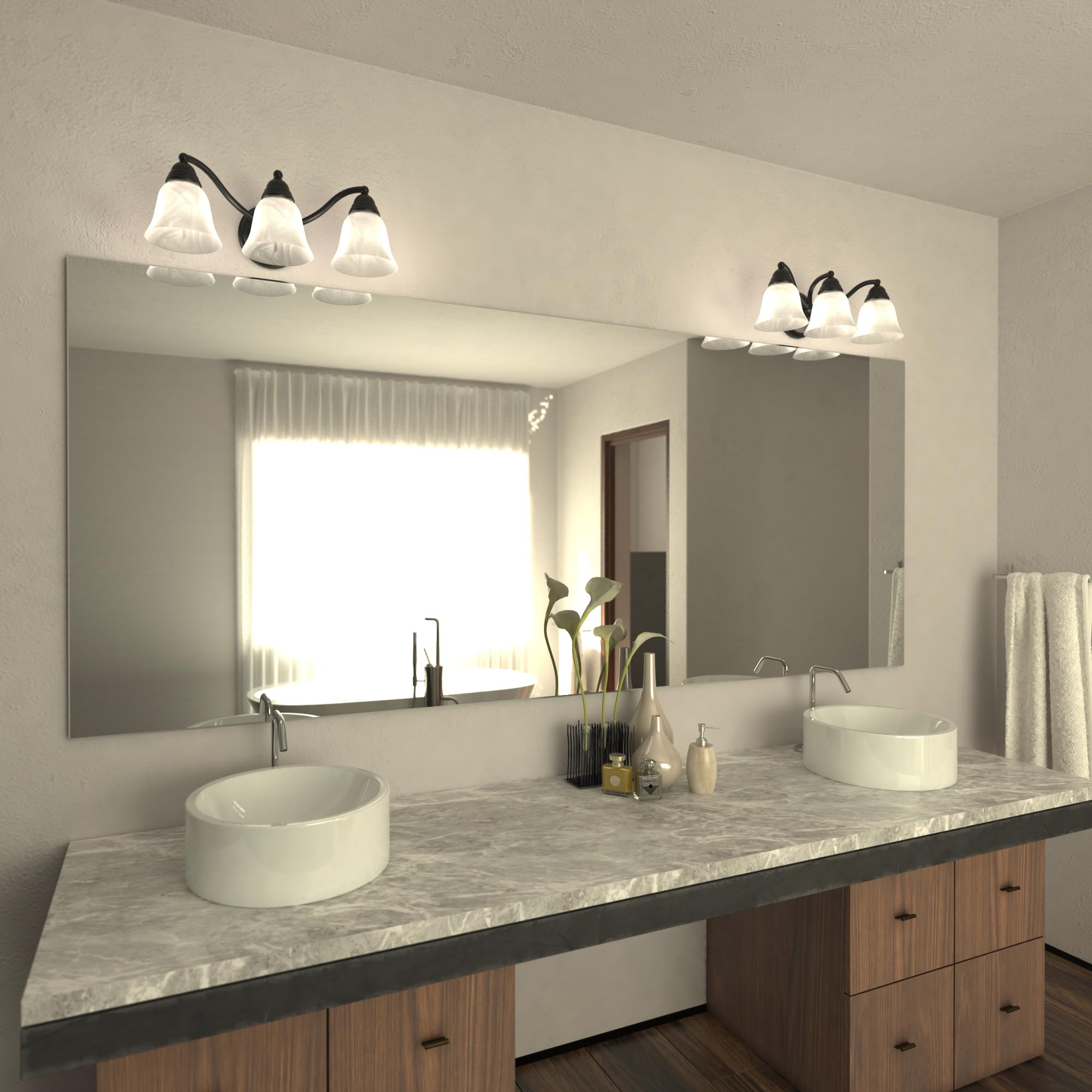 Stanford 3-Light Bronze Bathroom Vanity Light Fixture - Perfect for Modern Bathroom Lighting & Vanity Mirror Illumination