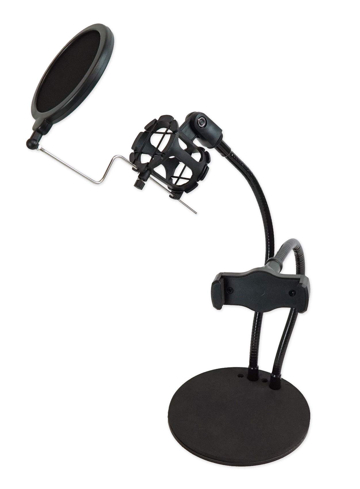 Professional Podcasting Desk Stand with Microphone & Phone Holder - Studio-Quality Broadcast Setup for Podcasters, Streamers & Content Creators | Perfect for Home Studios, Live Streaming & Recording Sessions