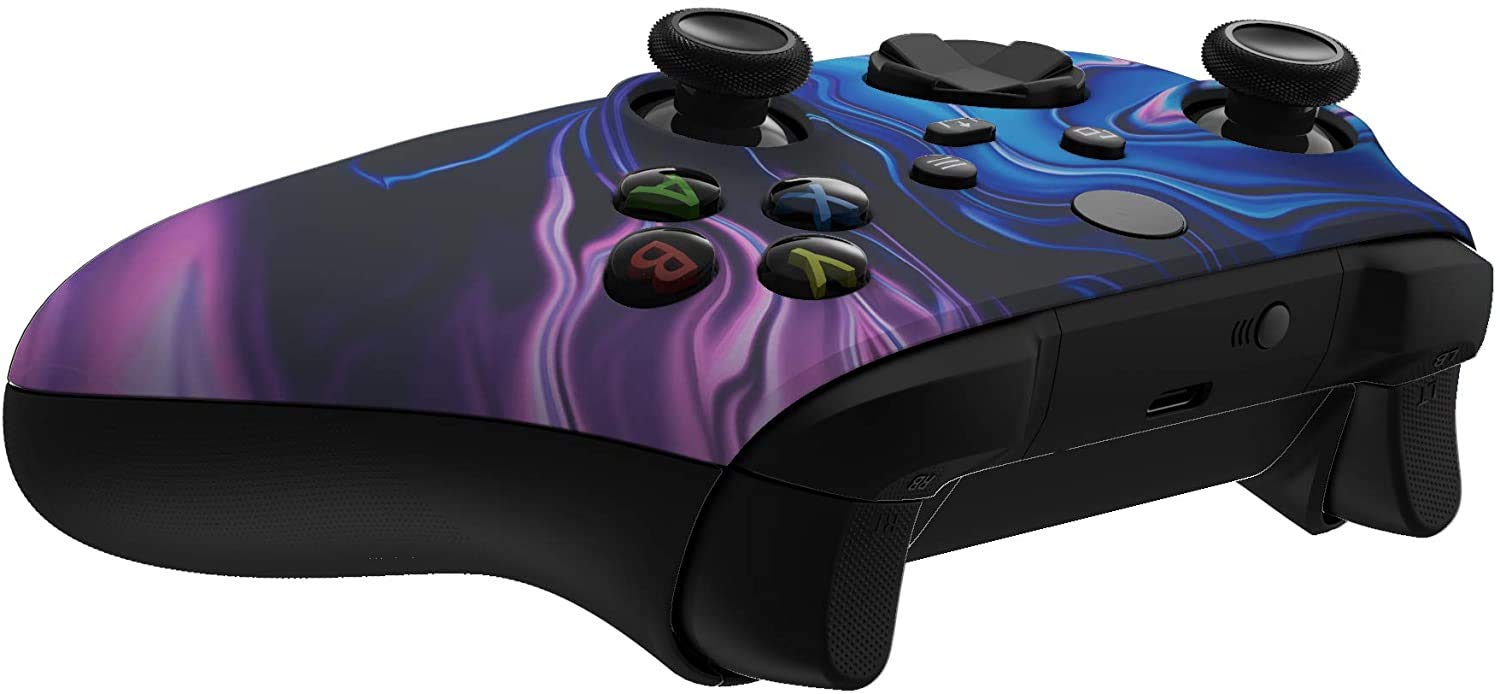 Custom Wireless Xbox Controller for Xbox Series X/S & Xbox One - Soft Touch Grip - Blue & Purple Swirl Design - Perfect for Gaming, Streaming & Competitive Play