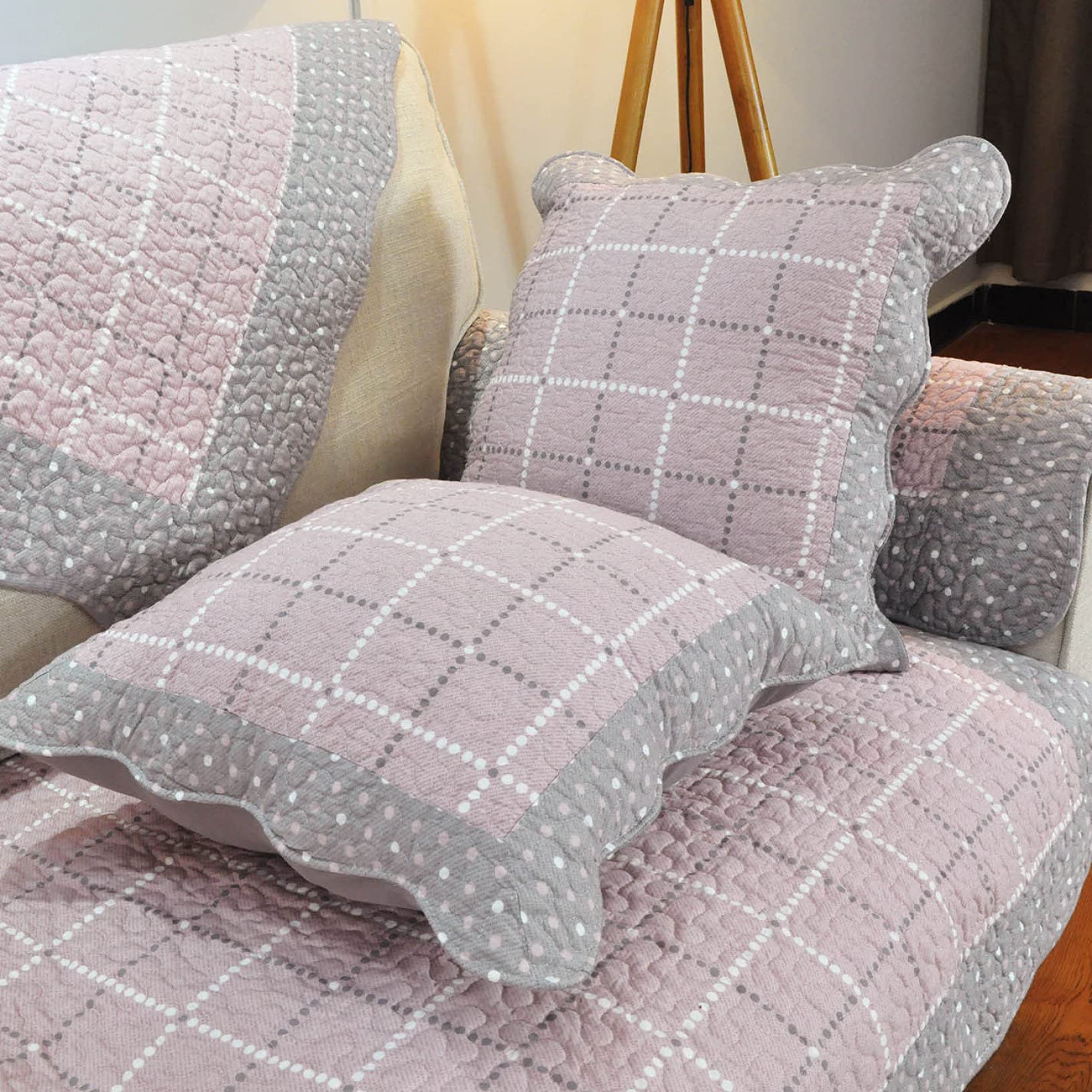 Non-Slip Cotton Sofa Slipcover - U-Shaped Furniture Protector for Couches & Chairs | Skin-Friendly Pet-Friendly Couch Cover for Dogs & Cats | Perfect for Living Room, Family Gatherings & Pet Protection