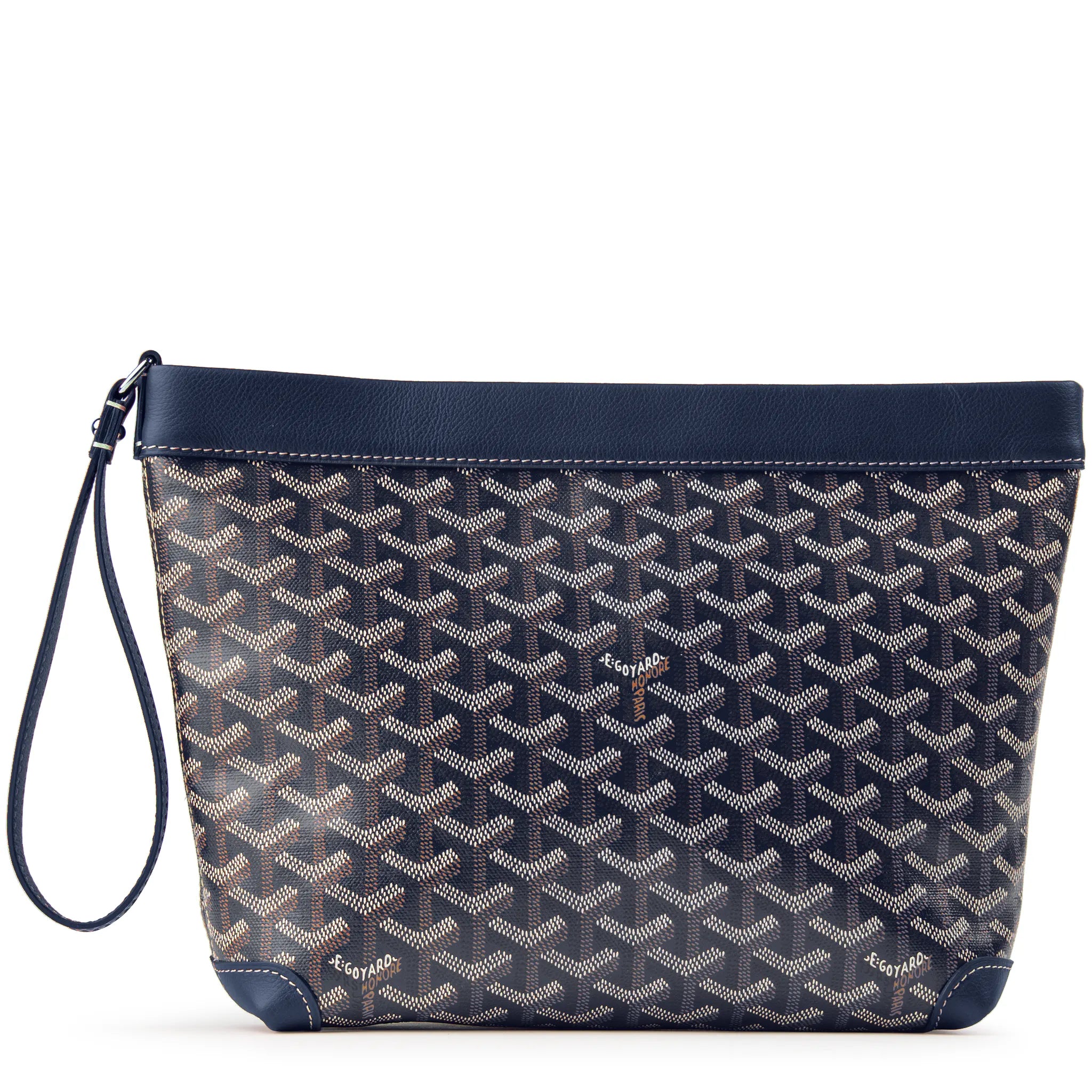 Goyard Conti Navy Blue Leather Pouch - Luxury Travel Organizer for Women & Men | Perfect for Cosmetics, Passport, Credit Cards & Everyday Essentials