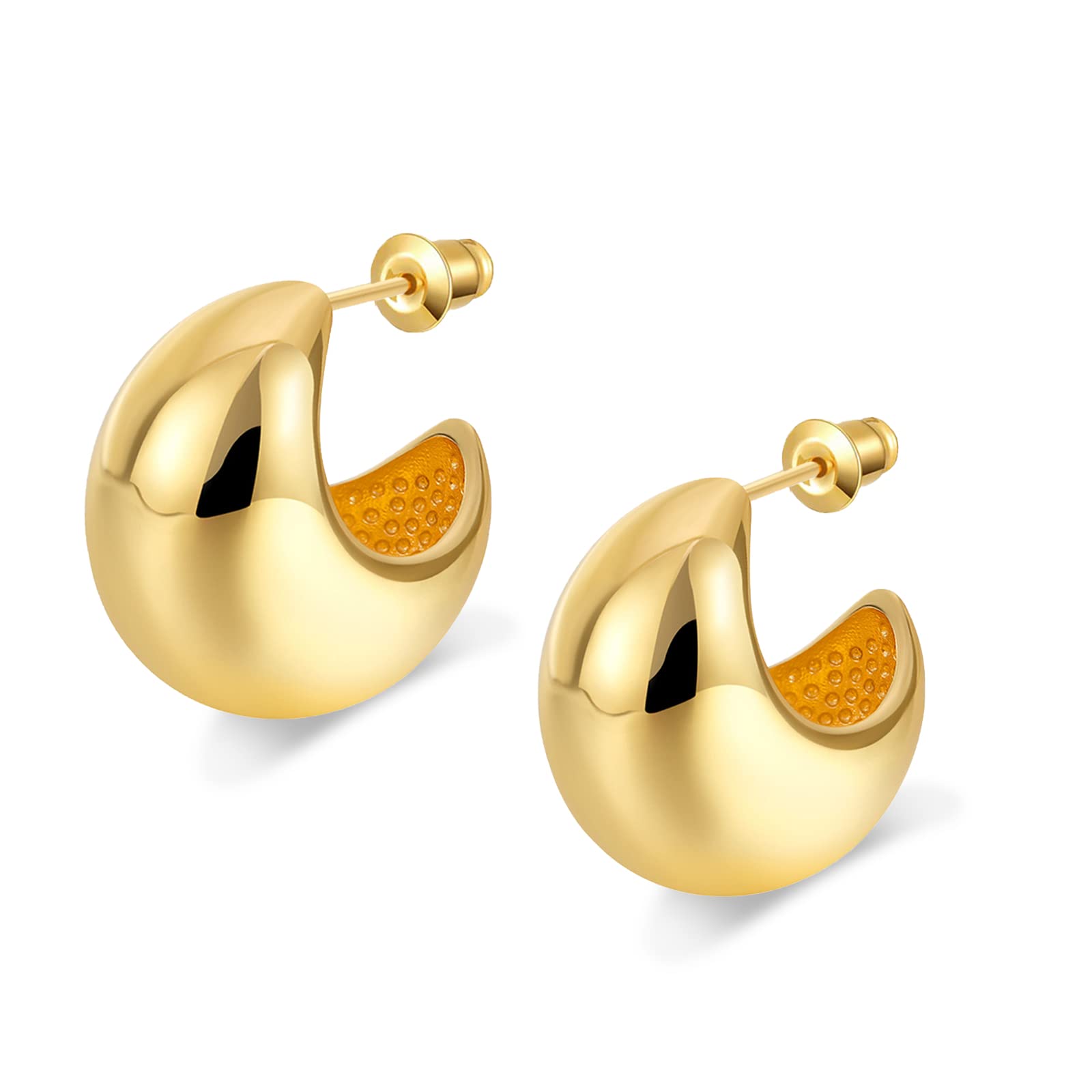 Chunky Gold Hoop Earrings for Women - 18K Gold Plated Lightweight Teardrop Drop Earrings - Hypoallergenic Fashion Jewelry Gift for Birthday Christmas - Perfect for Parties, Dating & Office Wear