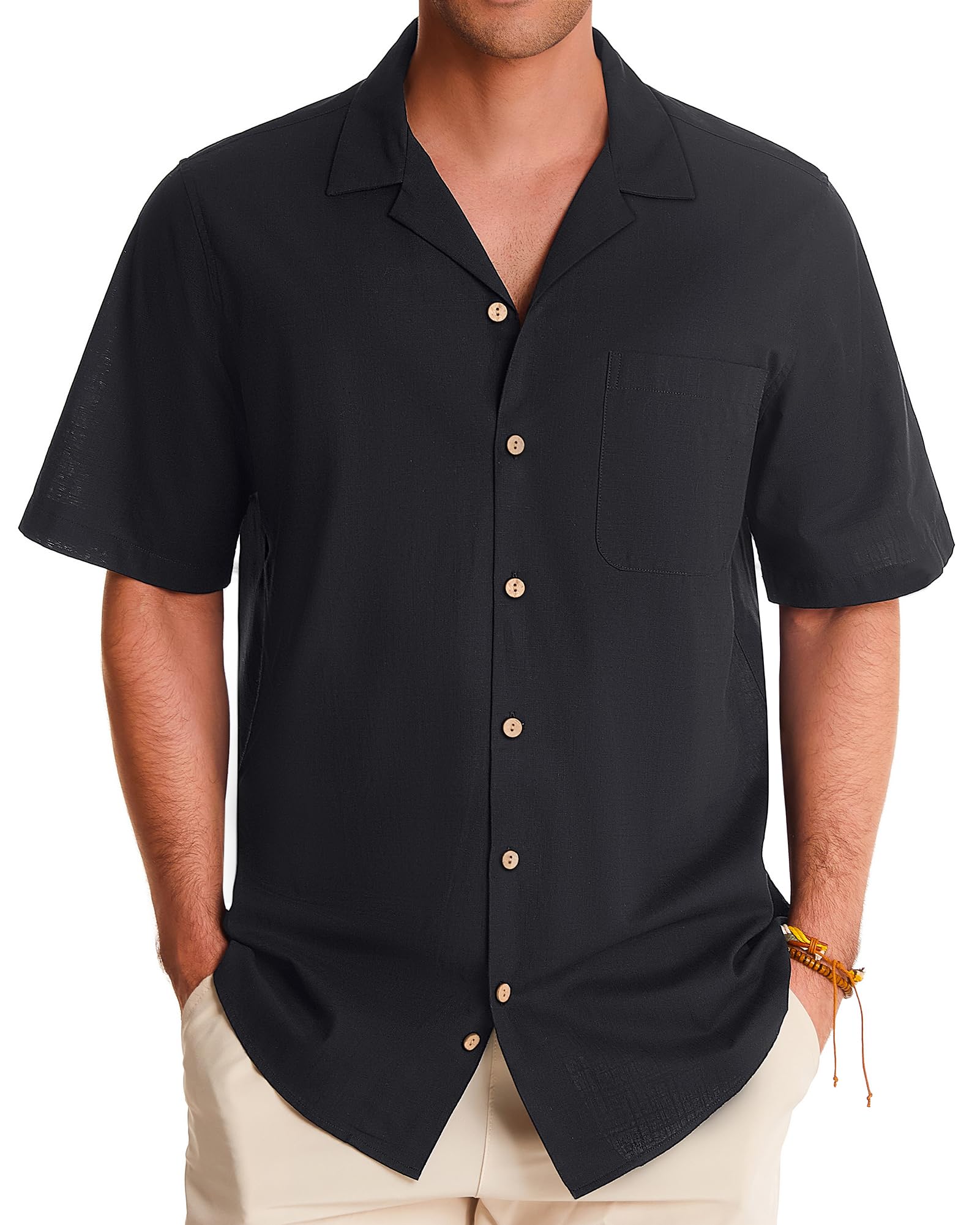 Gentle Men's Linen Shirts - Breathable Short Sleeve Button Down Shirts for Summer | Cotton Casual Cuban & Hawaiian Shirts | Perfect for Beach Vacations, Outdoor Parties & Tropical Getaways