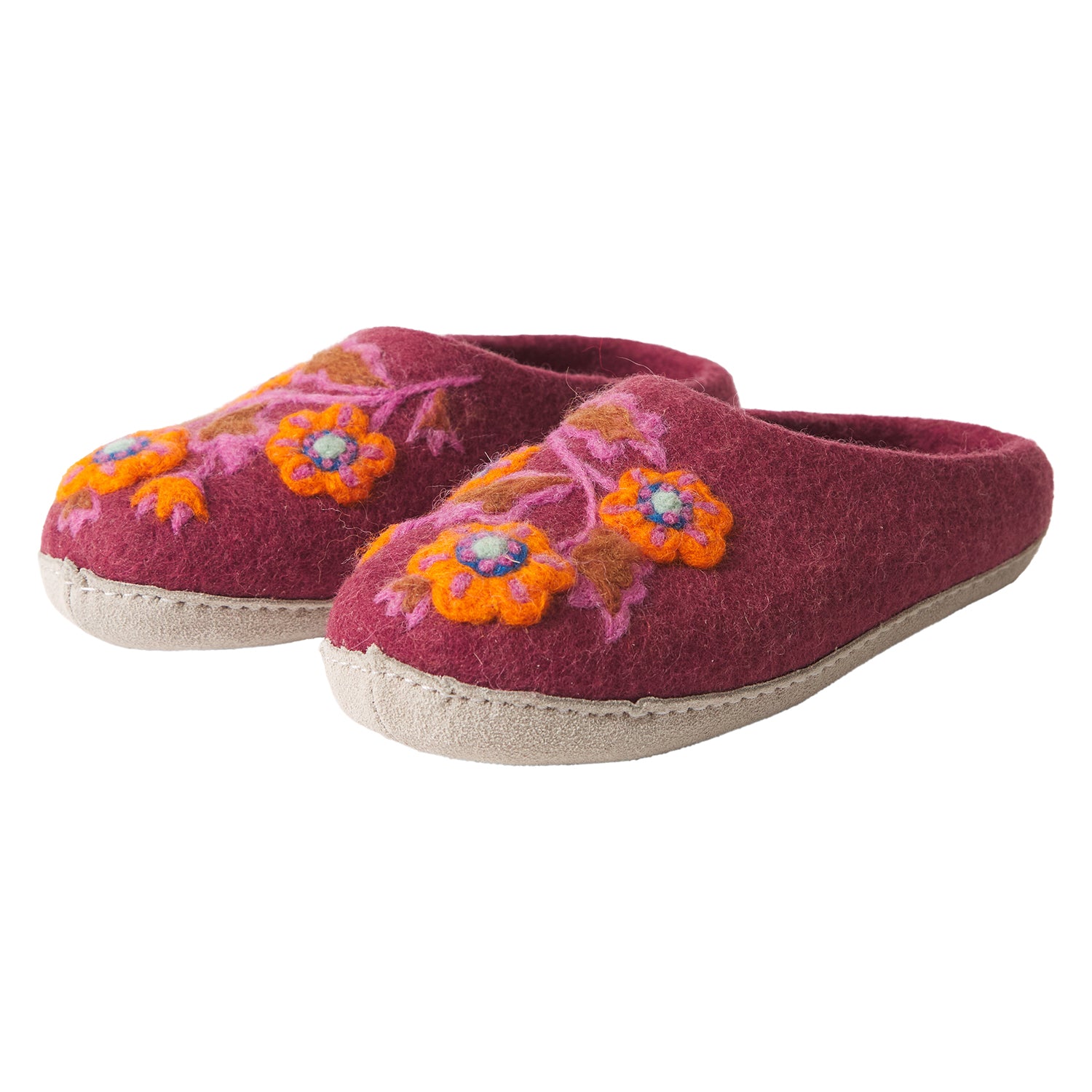 Marie Felt Slippers for Women - Soft & Cozy Mahogany House Shoes - Perfect for Indoor Comfort, Relaxation & Cold Weather Wear