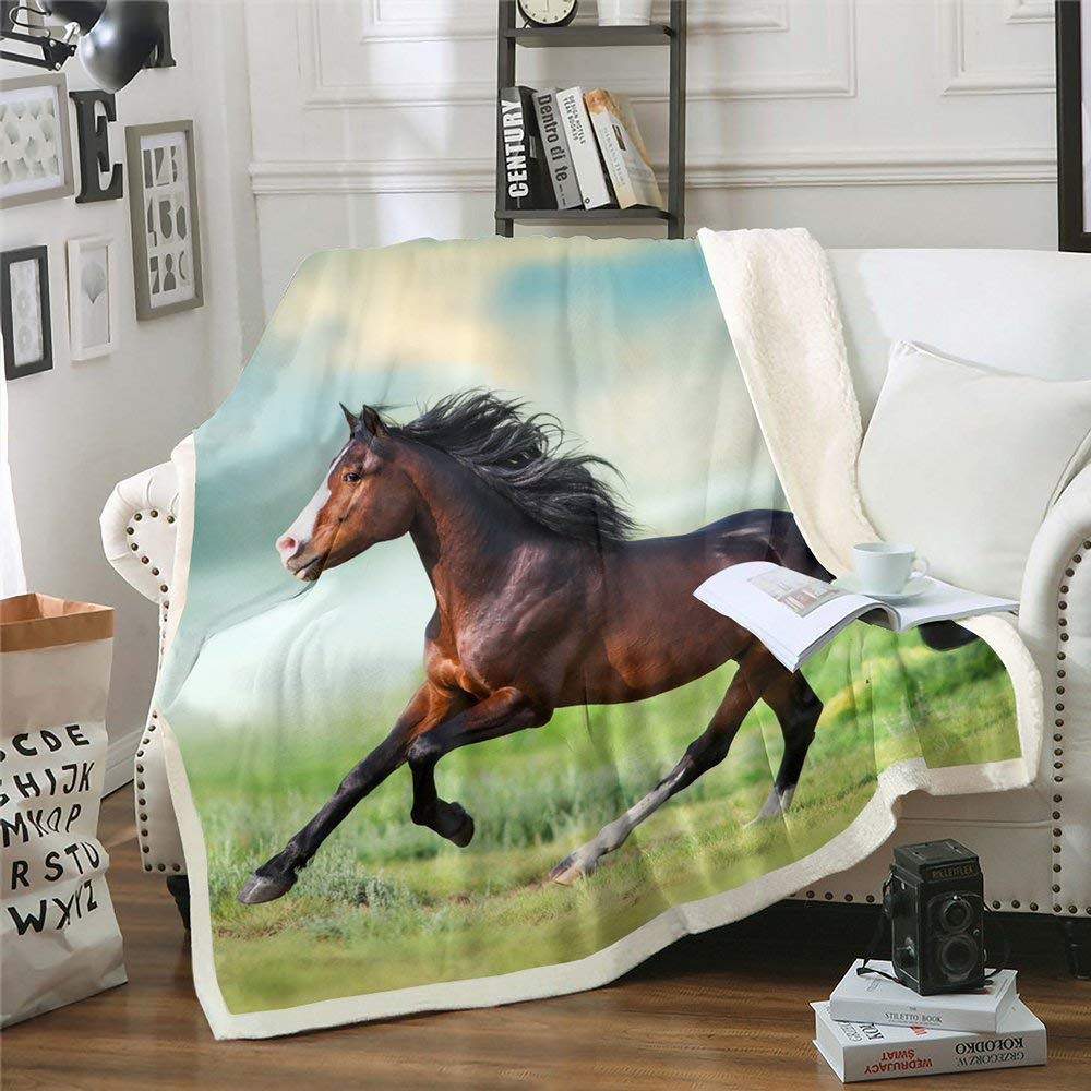 Erosebridal 3D Horse Fleece Blanket - 90