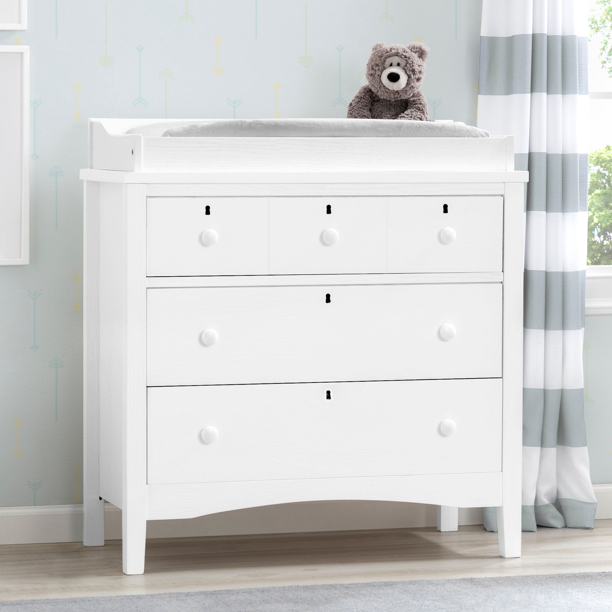 Farmhouse Style 3-Drawer Baby Changing Dresser with Interlocking Drawers - Perfect for Nursery, Bedroom & Home Organization