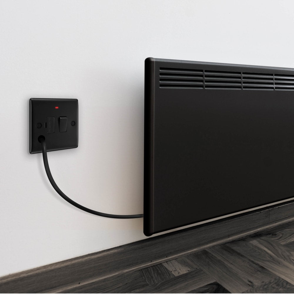 BG Nexus Metal Matt Black 13A Switched Spur Neon & Flex NFB53 - Electrical Power Outlet for Home, Office & Workshop Use
