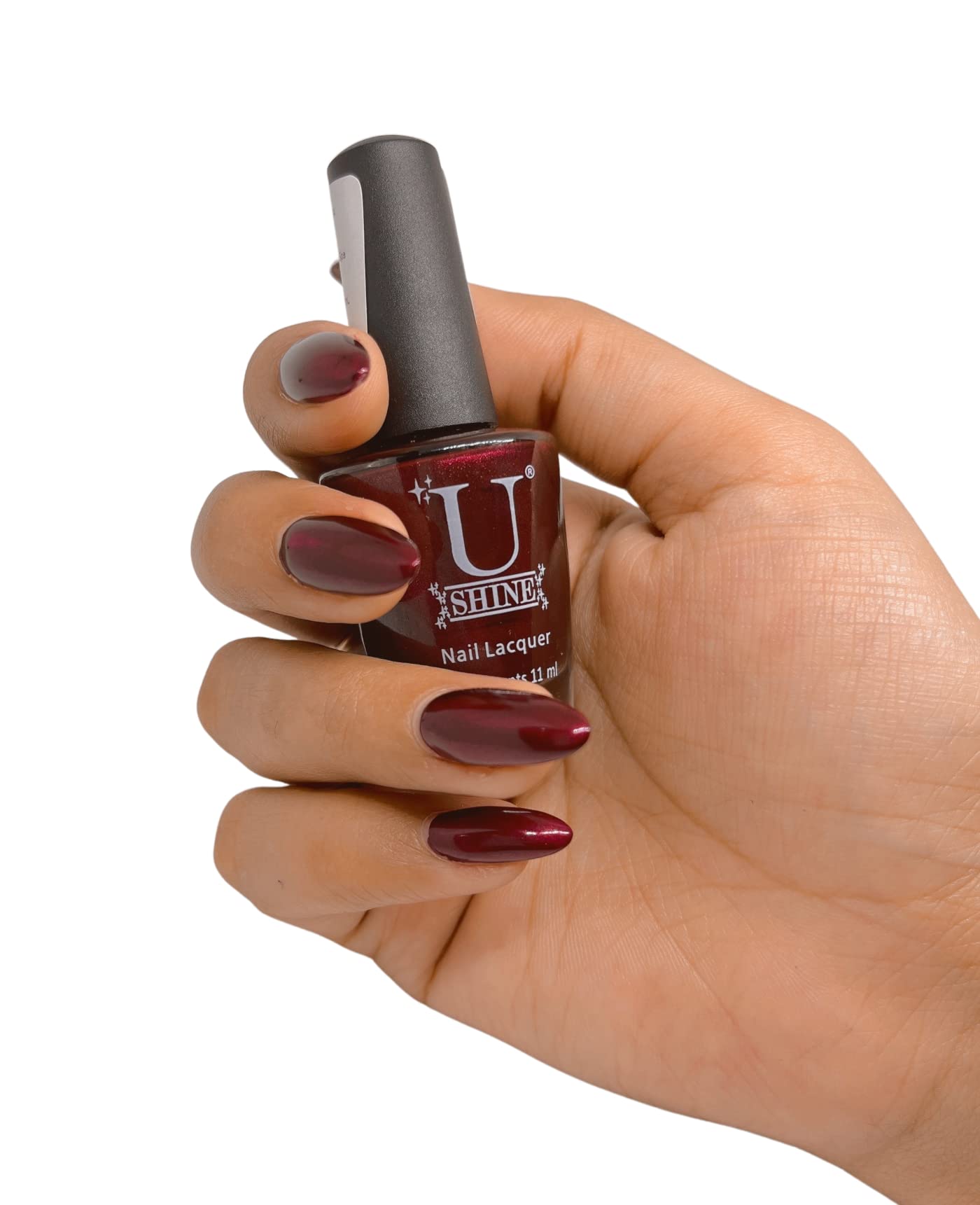 U Shine Cabernet Nail Polish - Burgundy Glossy Lacquer (11ml) | Paraben-Free, Vegan, No Yellowing, Chipping or Cracking | Long-Lasting Wear for Manicures & Pedicures | Perfect for Parties, Weddings & Everyday Elegance