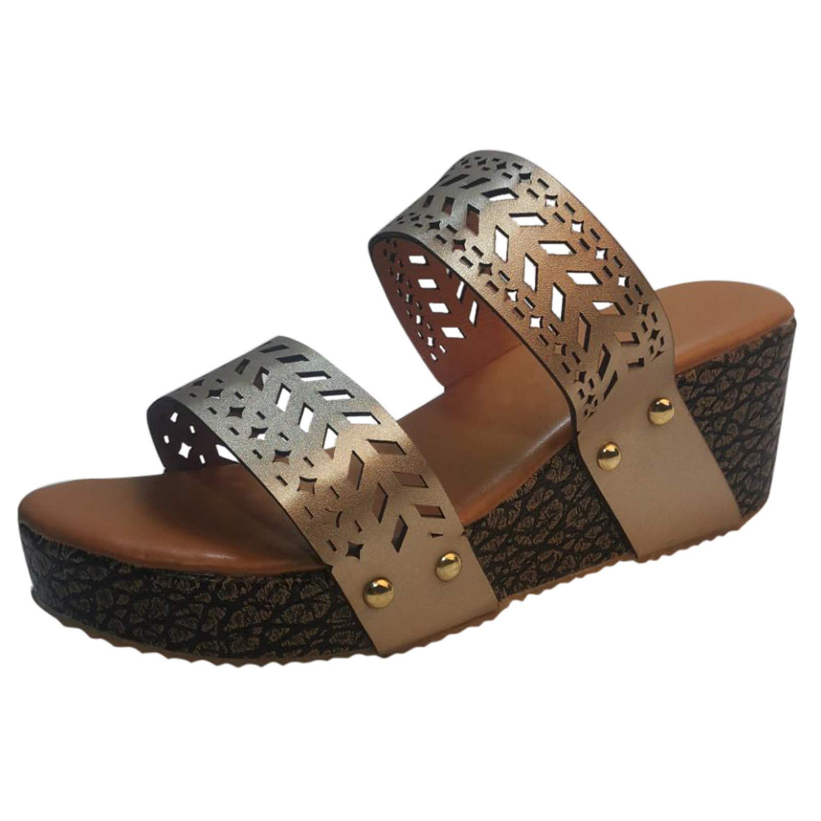 Breathable Hollow Toe Open Wedge Sandals for Women - Slip-On Summer Beach Shoes & Comfortable Ladies Slippers - Perfect for Beach Vacations, Poolside Lounging, and Casual Outings
