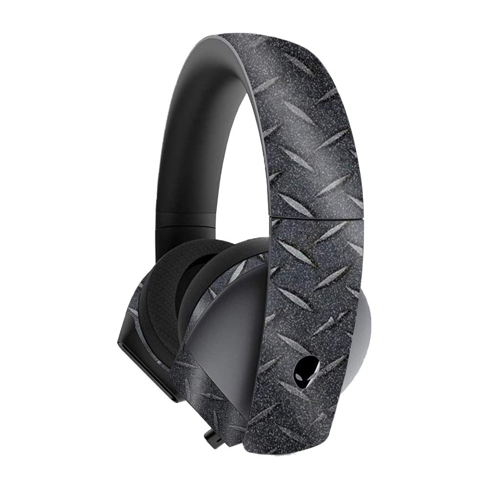 MightySkins Glossy Glitter Skin for Alienware 7.1 Gaming Headset - Black Diamond Plate | Protective & Durable High-Gloss Cover | Easy to Apply & Remove | Made in USA | Perfect for Gaming, Streaming & Customizing Your Headset