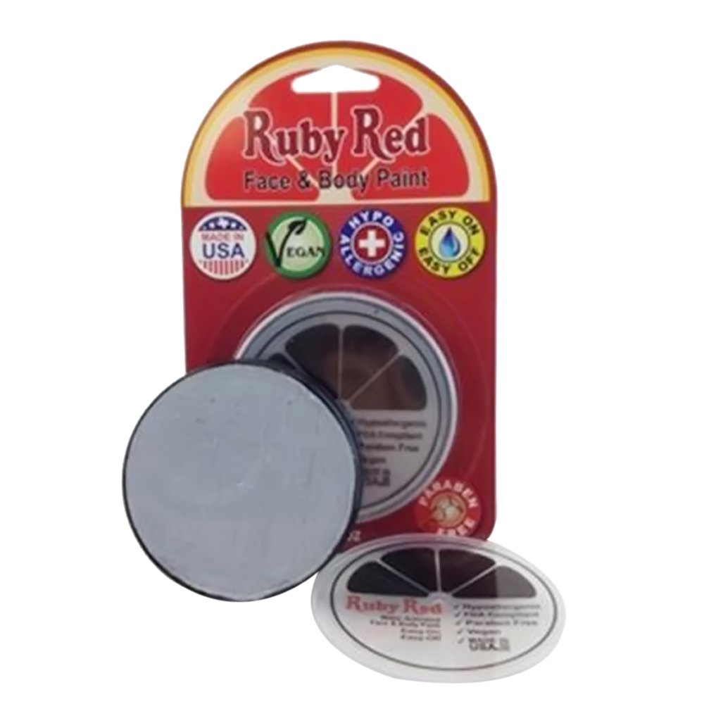 Ruby Red Professional Face Paint - 18ml (0.6oz) Water-Based Makeup for Halloween, Cosplay & Body Art | Light Gray Shade | Safe for Kids & Adults | Party Costume & Theater Makeup