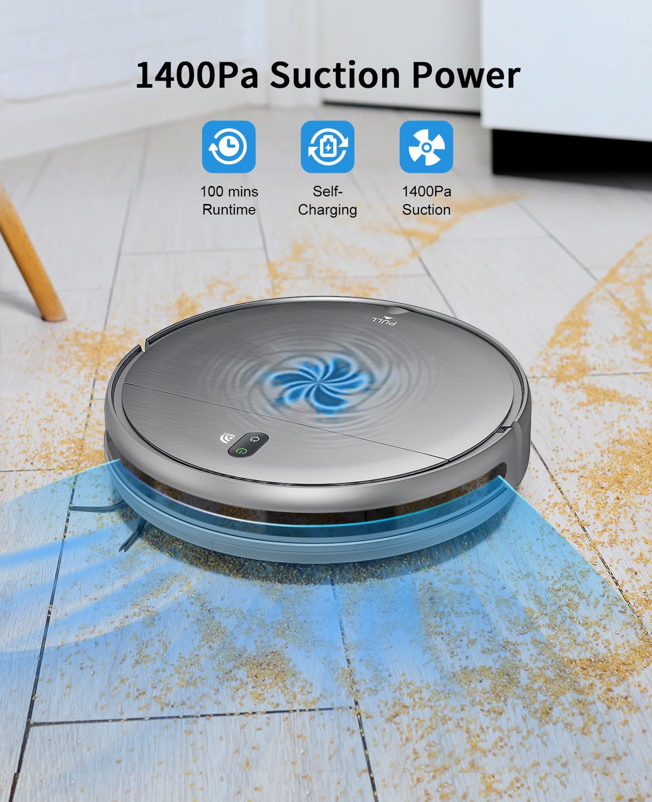 Smart Robot Vacuum & Mop 2-in-1 - Wi-Fi/App Control for Hard Floors & Pet Hair