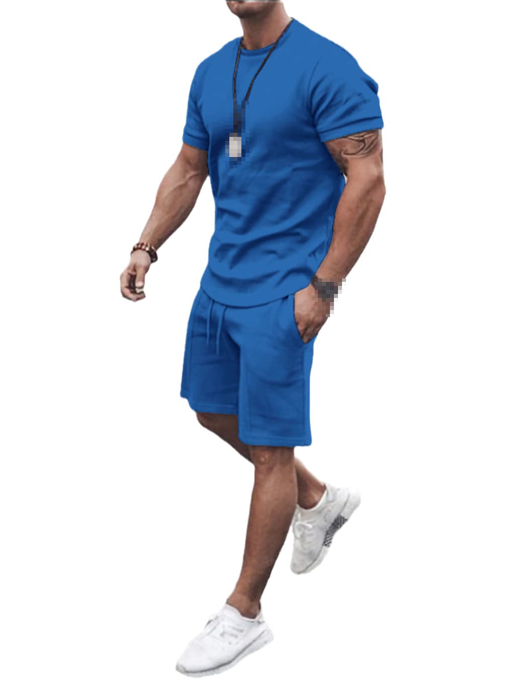 Men's 2 Piece Tracksuit Set - Summer Solid Color Sportswear with Short Sleeve T-Shirt & Athletic Shorts | Gym Workout, Running, Casual Wear