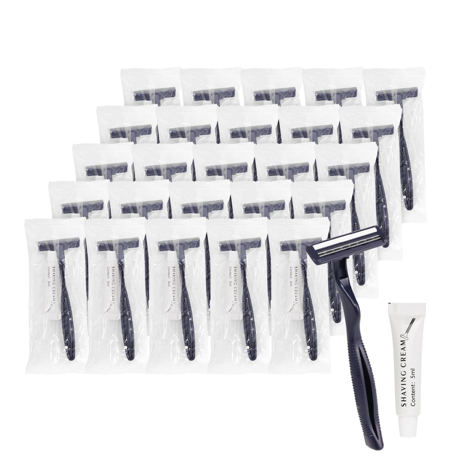 Bulk Disposable Razors with Knife Cap - 60 Individually Packaged Razors with Shaving Cream for Hotels, Shelters & Nursing Homes | Travel, Grooming & Hygiene Essentials