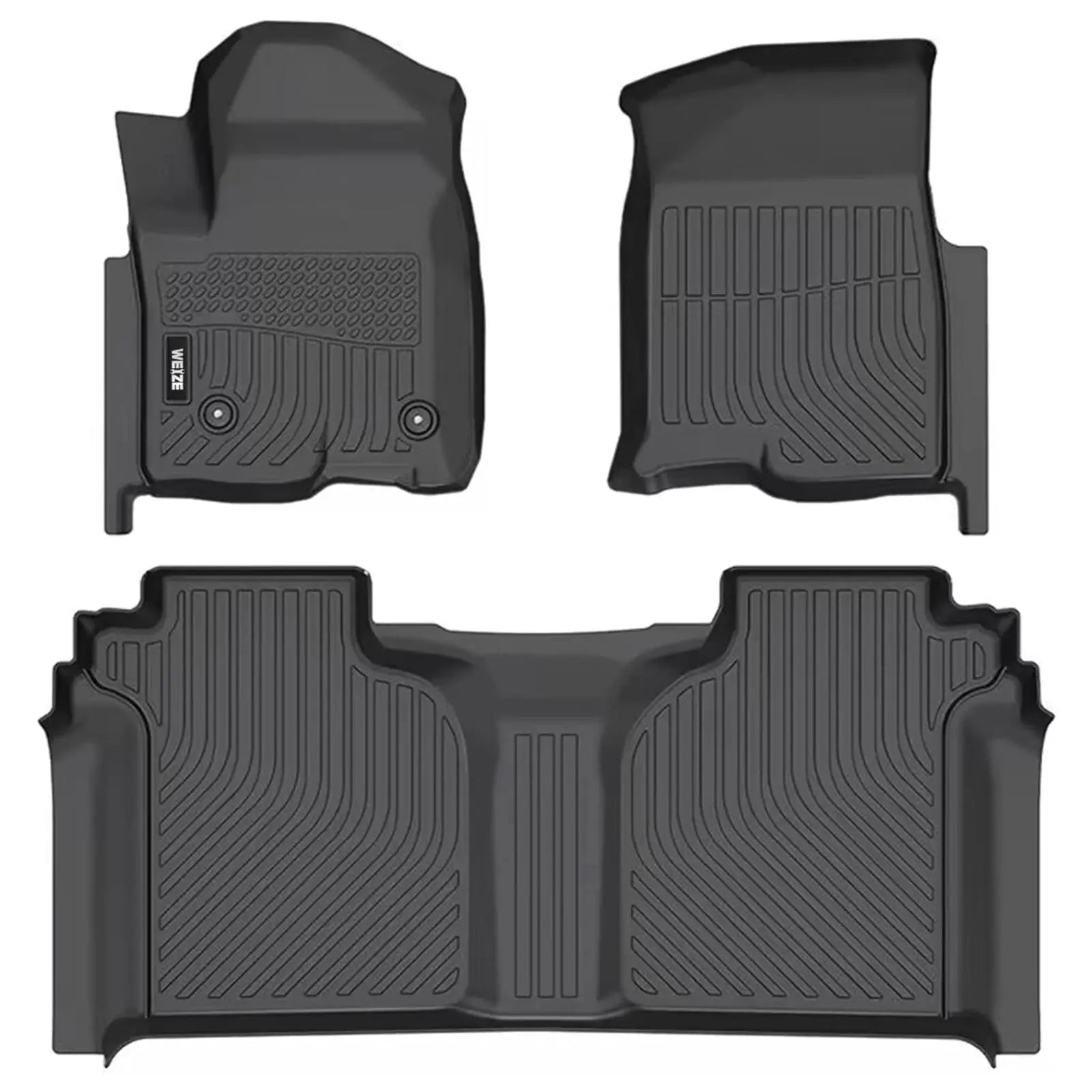 WEIZE Custom Fit TPE Floor Mats for 2019-2024 Chevrolet Silverado 1500 & GMC Sierra 1500 | 2020-2024 Silverado/GMC Sierra 2500HD/3500HD Crew Cab | Rear Row with Carpeted Underseat Storage | All-Weather Protection & Easy Cleaning | Perfect for Off-Roading, Daily Commute & Family Road Trips