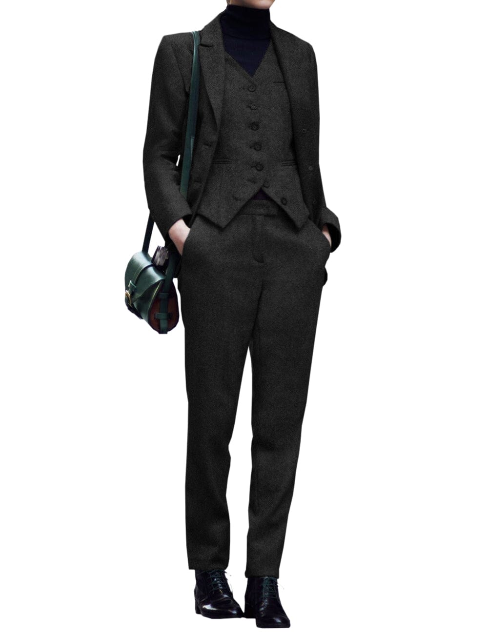 3 Piece Women's Slim Fit Notch Lapel Suit Set (Blazer, Vest & Pants) - Professional Office Wear, Business Attire & Formal Occasions