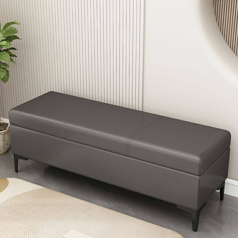 Trendy Rectangle Solid Color Flip Top Storage Ottoman with Sponge Cushioned Seat - Green, Dove Grey, Slate Blue - Perfect for Living Room, Bedroom & Home Organization
