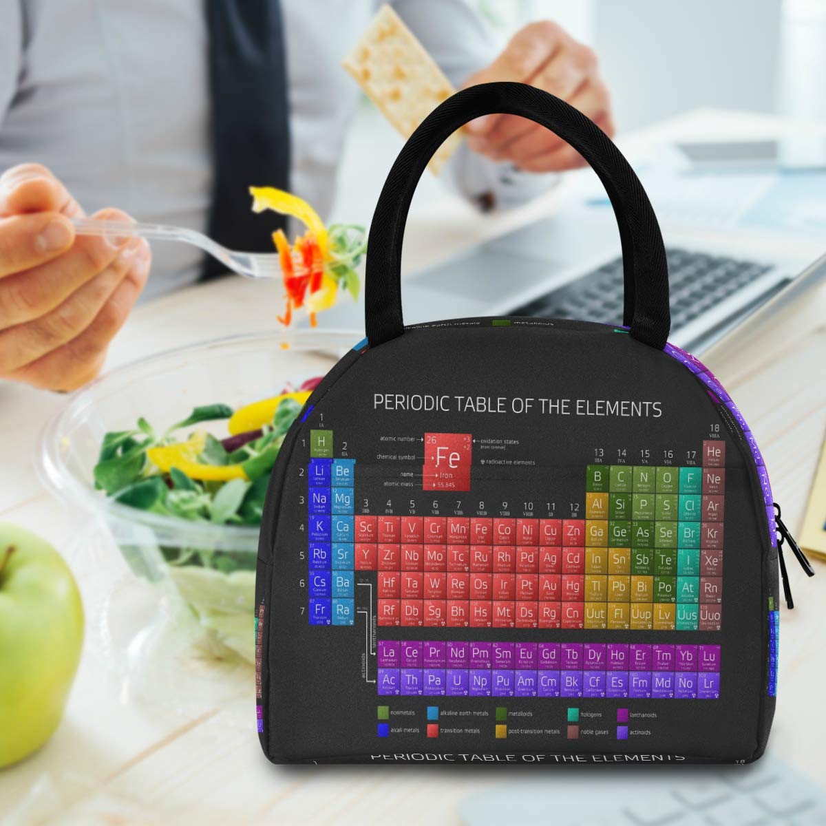 Blueangle Insulated Lunch Bag for Women & Men - Water-Resistant Thermal Lunch Tote with Periodic Table Design - Perfect for Work, School, Picnics & Outdoor Activities