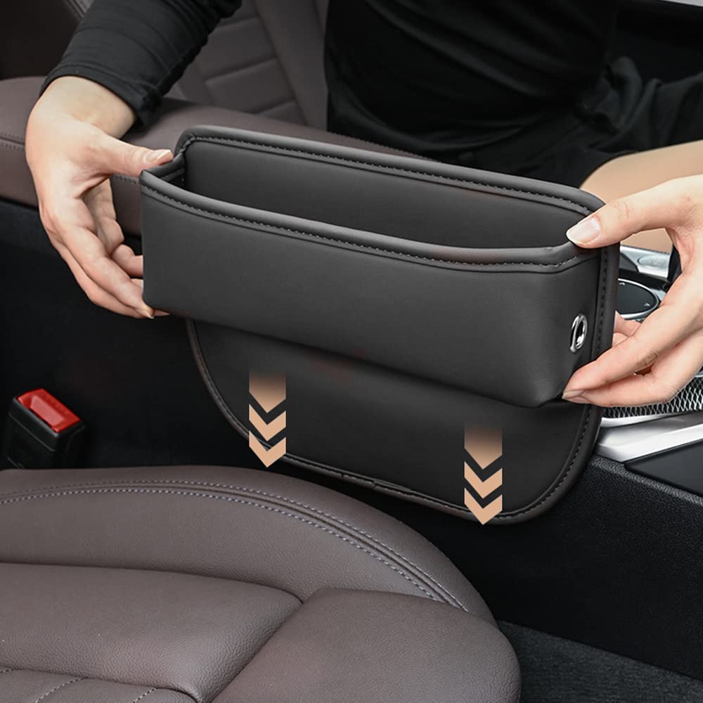 Universal Car Seat Gap Filler Organizer - Leather Storage Box for Phones, Cards & Keys | Front Seat Gap Organizer for Cars, SUVs & Trucks | Keep Your Vehicle Interior Neat & Tidy (1PC) - Perfect for Road Trips, Commuting & Daily Driving