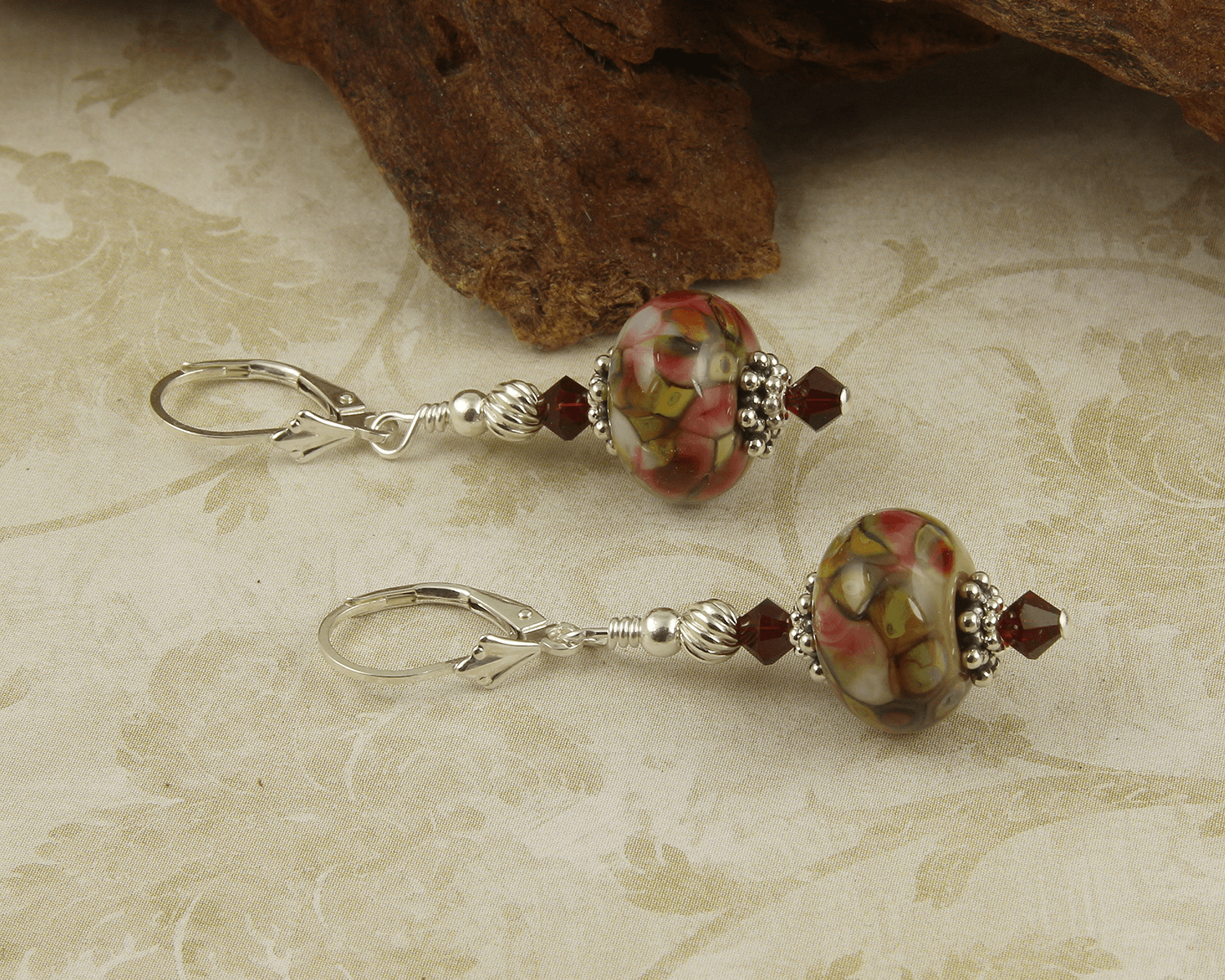 Elegant Tiffany Style Ruby Lampwork Earrings for Women - Handmade Glass Bead Jewelry for Parties, Weddings & Special Occasions