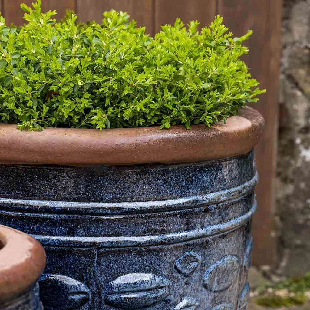 Campania International Rustic Leaf Pot Set of 2 - Rustic Blue Ceramic Planters for Indoor & Outdoor Garden Decor