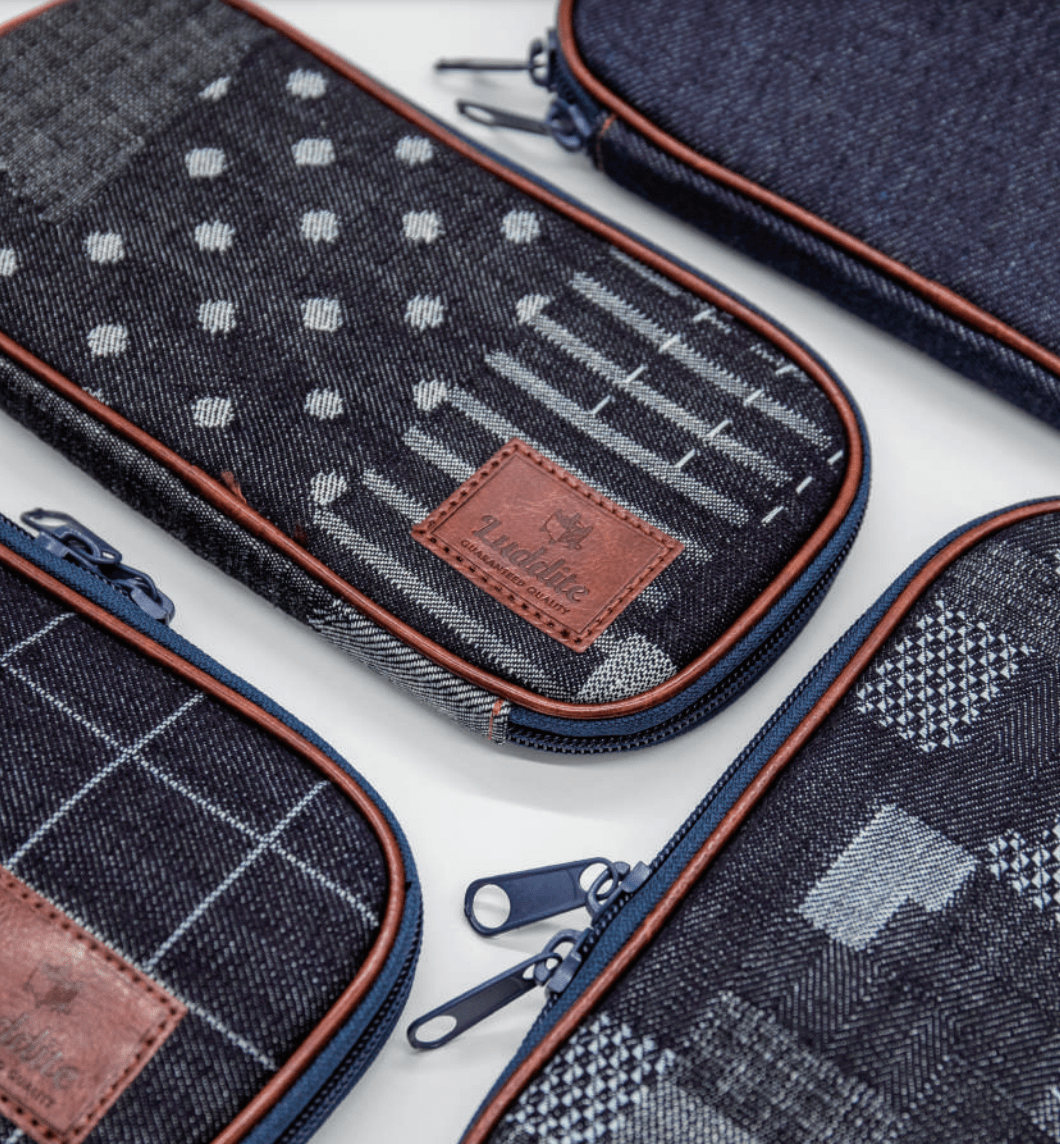 Round Zip Denim Pen Case - Durable Pencil Pouch for School, Office & Travel - Luddite Brand Organizer for Pens, Pencils & Art Supplies