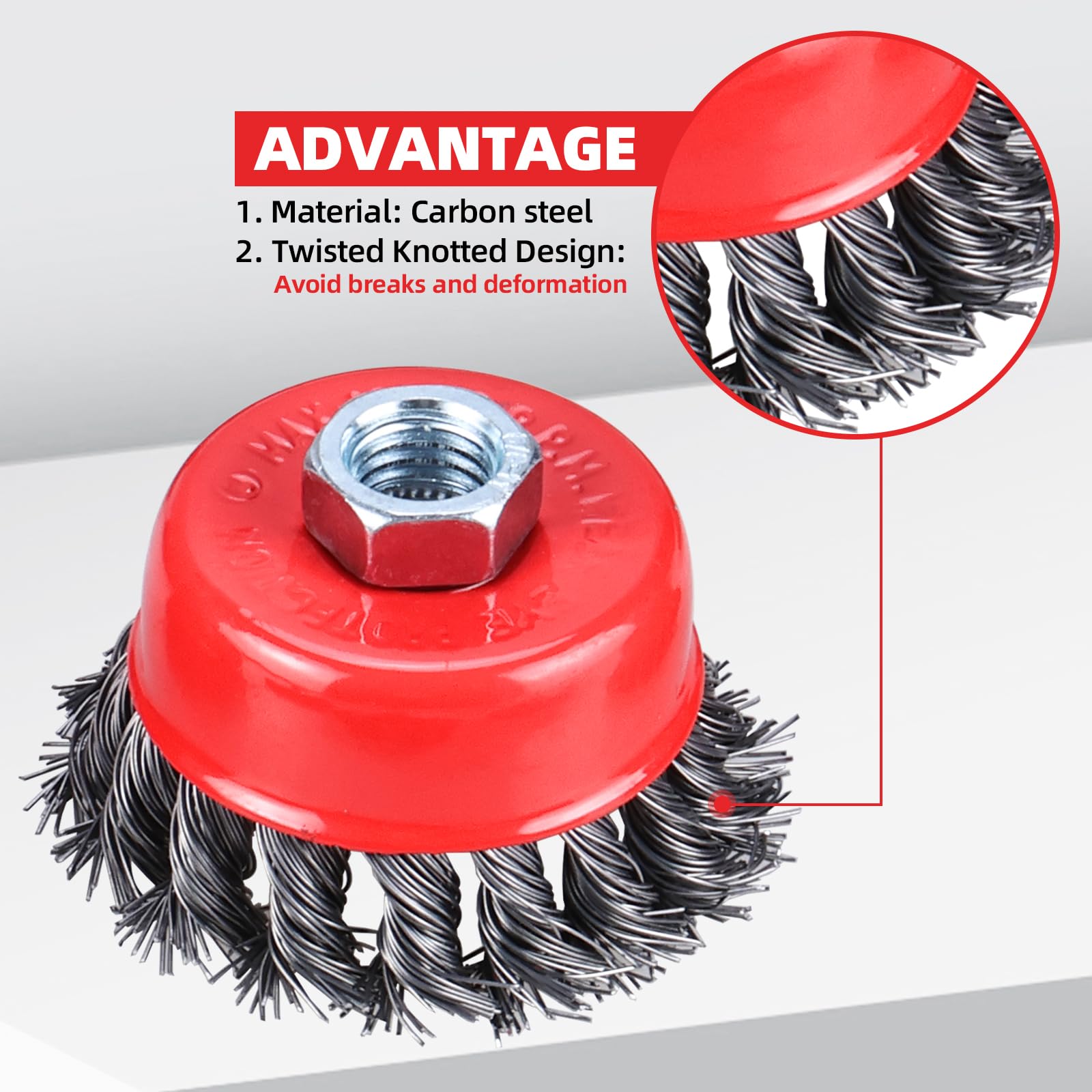 4 Inch Twisted Knotted Wire Cup Brush for Angle Grinder - 5/8