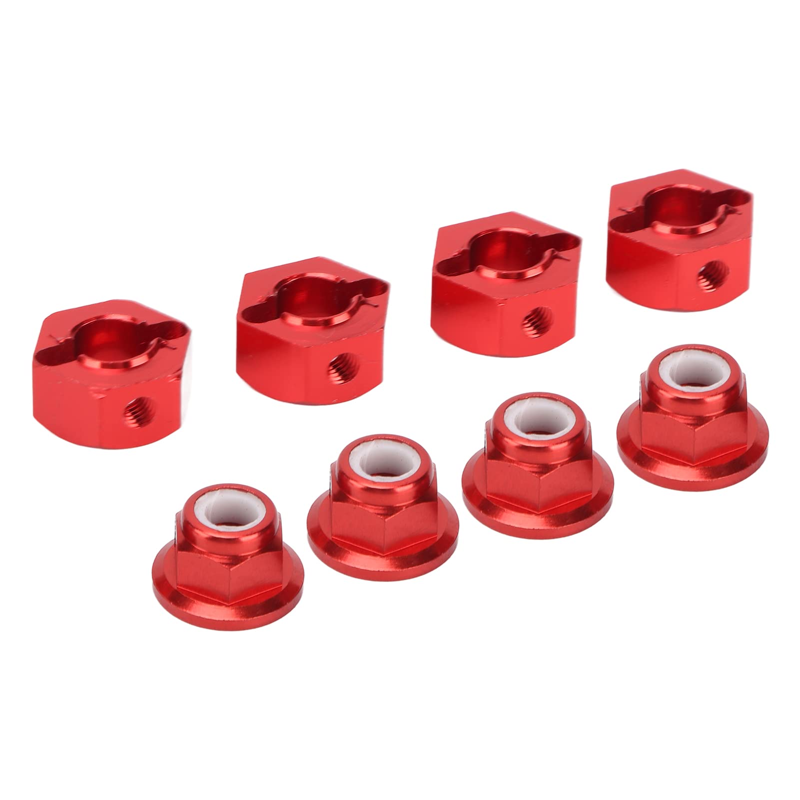 12mm Aluminum Alloy Wheel Hex Hub - Anti-Slip RC Extension Drive Adapter Upgrade for 1/10 Scale RC Cars (Red) | Perfect for Off-Road Bashing, Crawling & Drifting