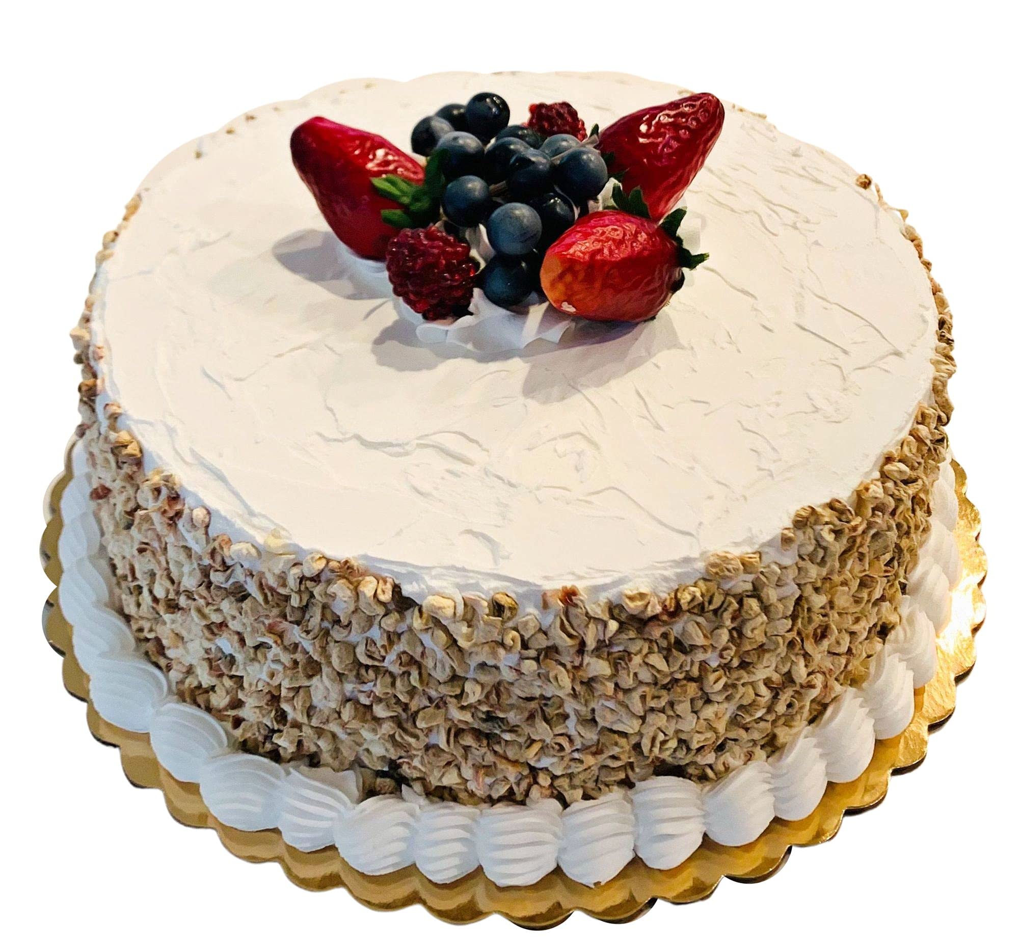 Artificial Fake Cupcakes & Cakes for Display - Realistic Faux Dessert Decorations for Home, Kitchen & Party Decor - Mixed Berry Cheesecake Fake Food on Cake Plate - Perfect for Wedding, Birthday & Dessert Table Displays