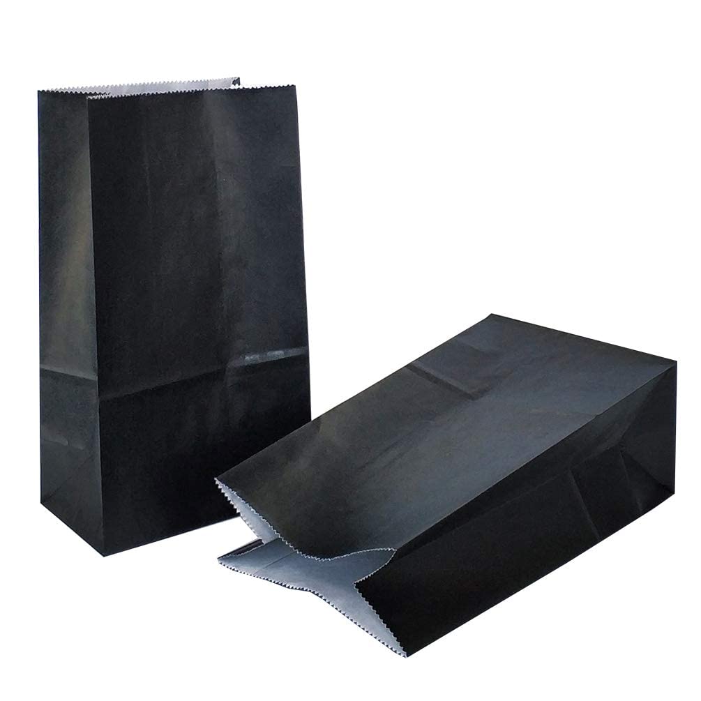 KEYYOOMY 100-Pack Small Black Paper Bags 4.7x2.4x8.7 Inches - Party Favor Bags, Goodie Bags, Lunch Bags for Birthday, Wedding, Baby Shower & Holiday Gift Wrapping