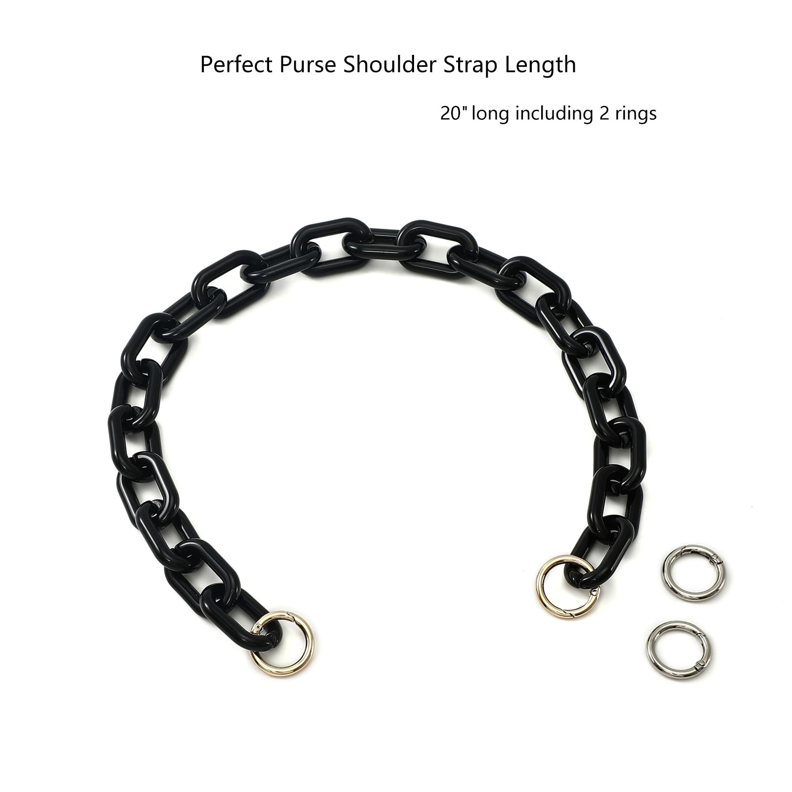 Yichain Chunky Acrylic Purse Strap - Durable Bag Chain Handle Replacement for Handbags & Purses - DIY Handbag Making Accessory & Decoration (Black) | Perfect for Customizing Designer Bags, Evening Clutches & Fashion Accessories