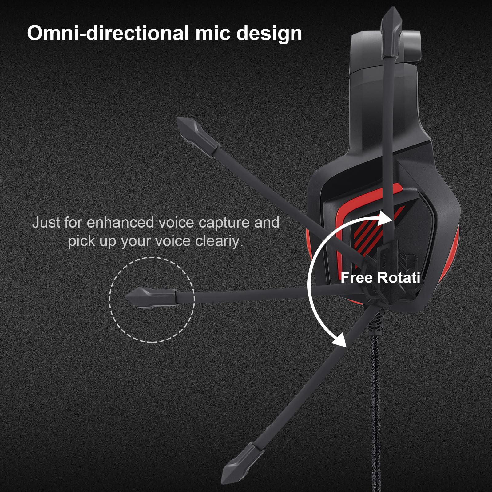 Stereo Wired Gaming Headset with Mic for PS4, PS5, Xbox One, PC, Laptop & Tablet - Over-Ear 3.5mm Headphones with Bass Surround & Soft Memory Earmuffs (Red & Black) - Perfect for Gaming, Streaming & Online Meetings