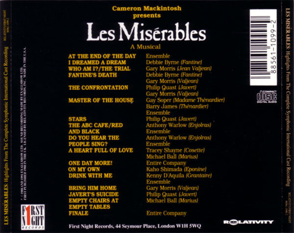 Les Misérables: Highlights from The Complete Symphonic International Cast Recording CD by Alain Boublil & Claude Michel Schönberg (New or Mint Condition) - Perfect for Broadway Fans, Theater Enthusiasts & Music Collectors