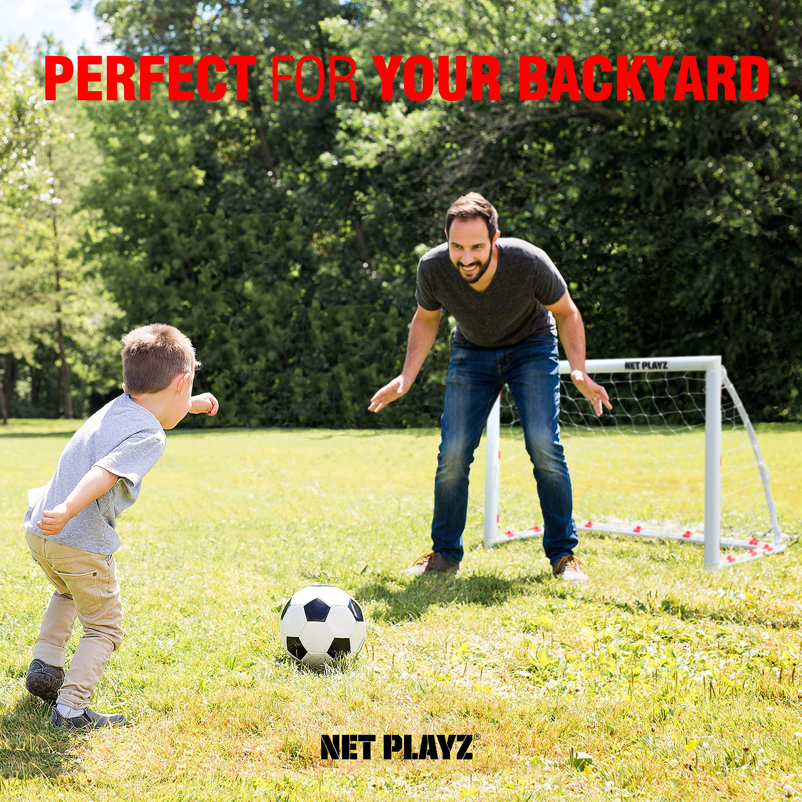Portable 4x3ft Kids Soccer Goal with Net - High Strength Fast Setup Backyard Football Training Equipment for Ages 3-14 - Perfect for Youth Practice, Birthday Gifts & Outdoor Play (Weatherproof)