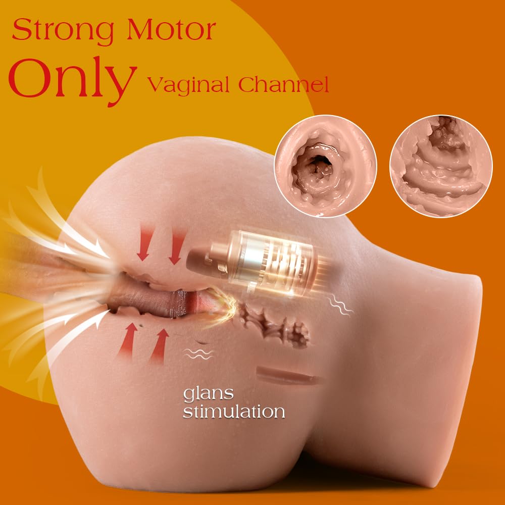 8LB Realistic Male Masturbator with Sucking & Vibrating Motor - Brown Automatic Pocket Pussy with Vaginal Channel - Hands-Free Adult Sex Toy for Men - Perfect for Solo Play, Discreet Storage & Enhanced Pleasure