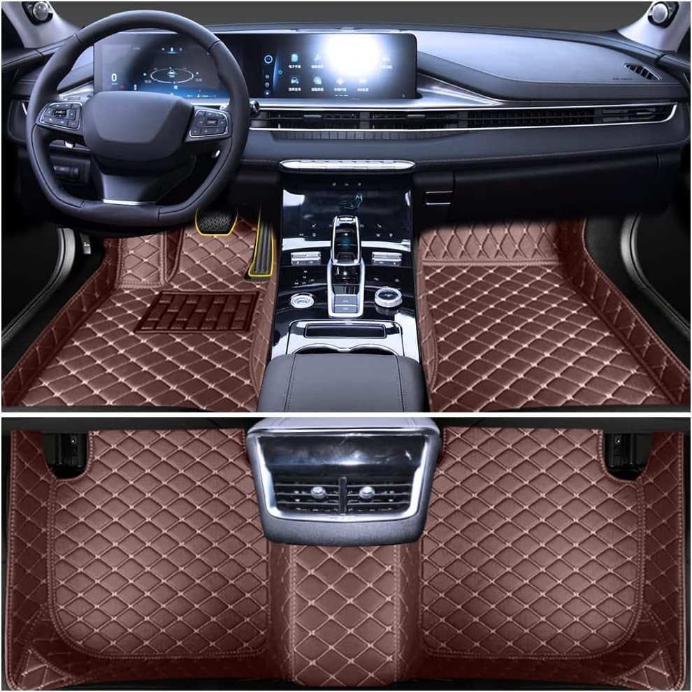 Premium Custom Car Floor Mats for Dodge Grand Caravan 2009-2019 - Luxury Leather, Waterproof, Non-Slip Full Coverage Floor Liners (Coffee Brown) - Perfect for Road Trips, Daily Commutes & All-Weather Protection