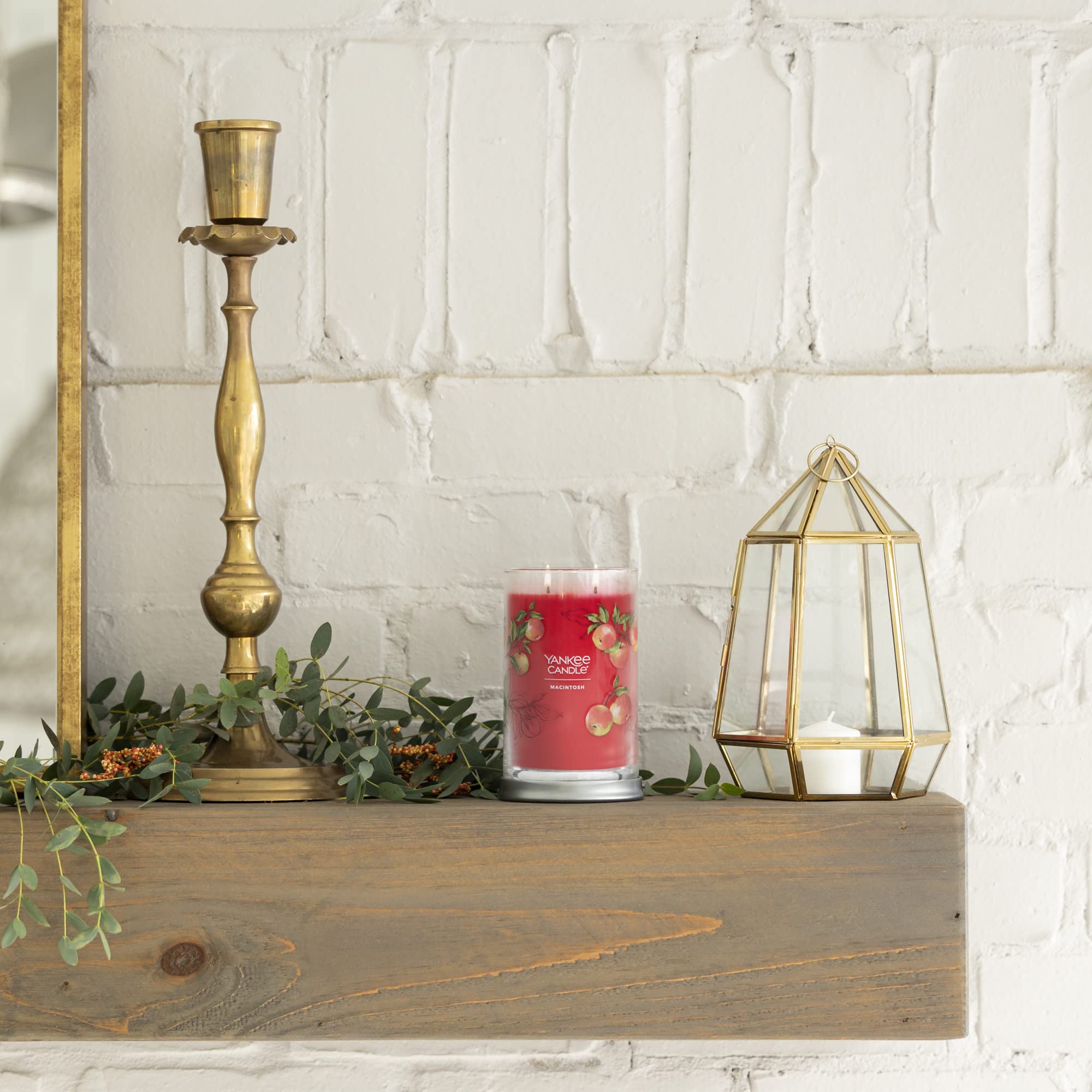 Yankee Candle Macintosh Signature Medium Pillar Candle - 14.25oz Scented Candle for Home Decor, Relaxation & Romantic Ambiance | Perfect for Living Room, Bedroom & Bathroom