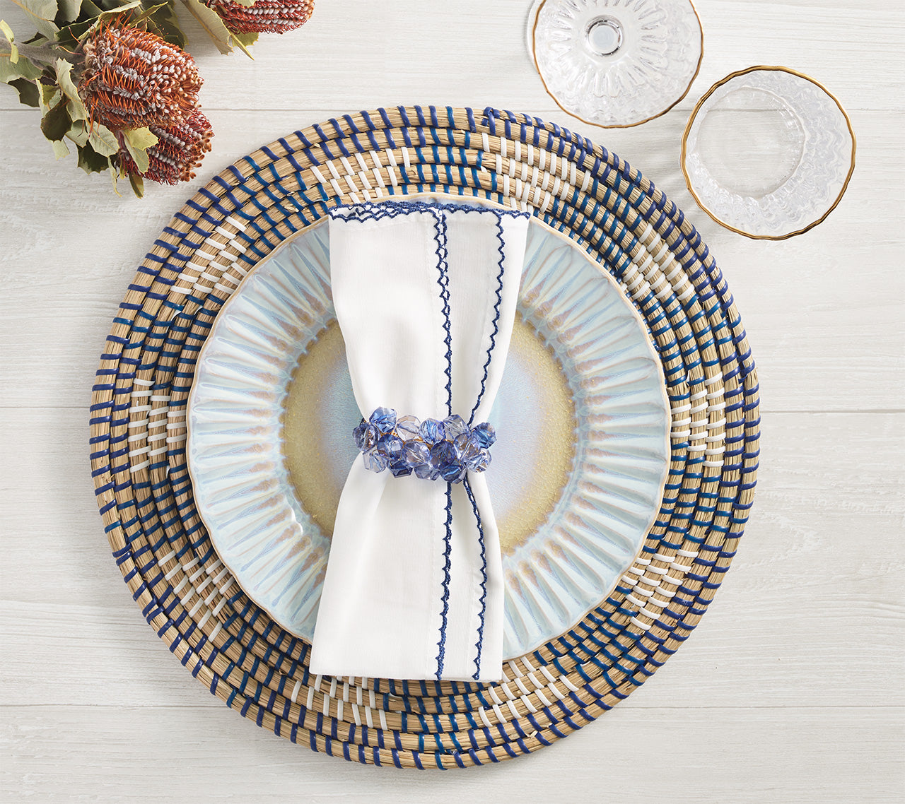 Majorelle Placemats Set of 4 - Waterproof & Heat Resistant Round Table Mats for Dining, Kitchen, Party & Outdoor Use