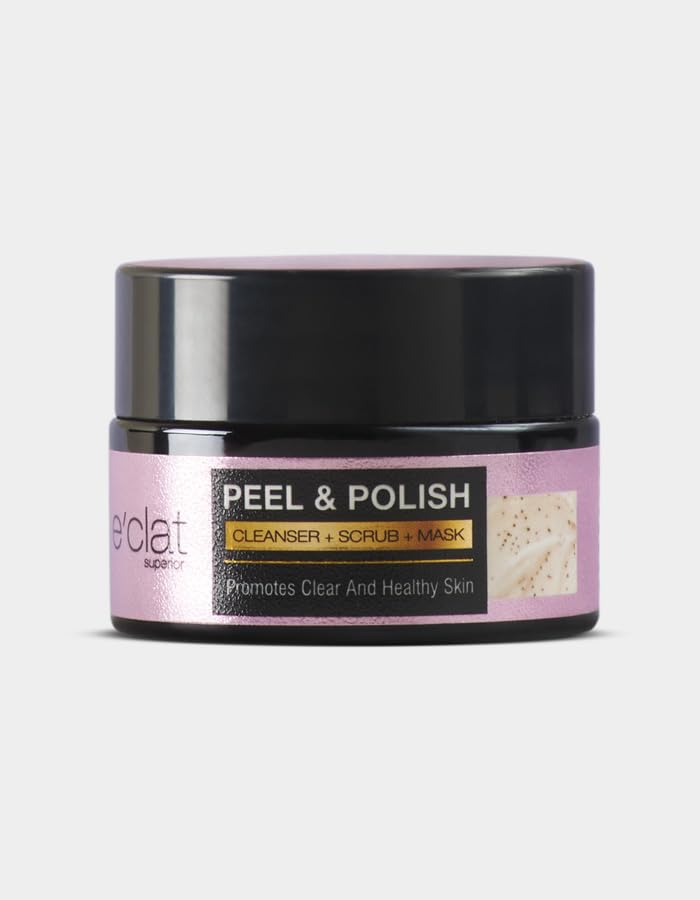 e'clat Superior Peel & Polish 3-in-1 Cleanser + Scrub + Mask (50g) - Deep Cleansing, Exfoliating & Brightening Facial Treatment for Glowing Skin | Perfect for Daily Skincare & Spa Nights