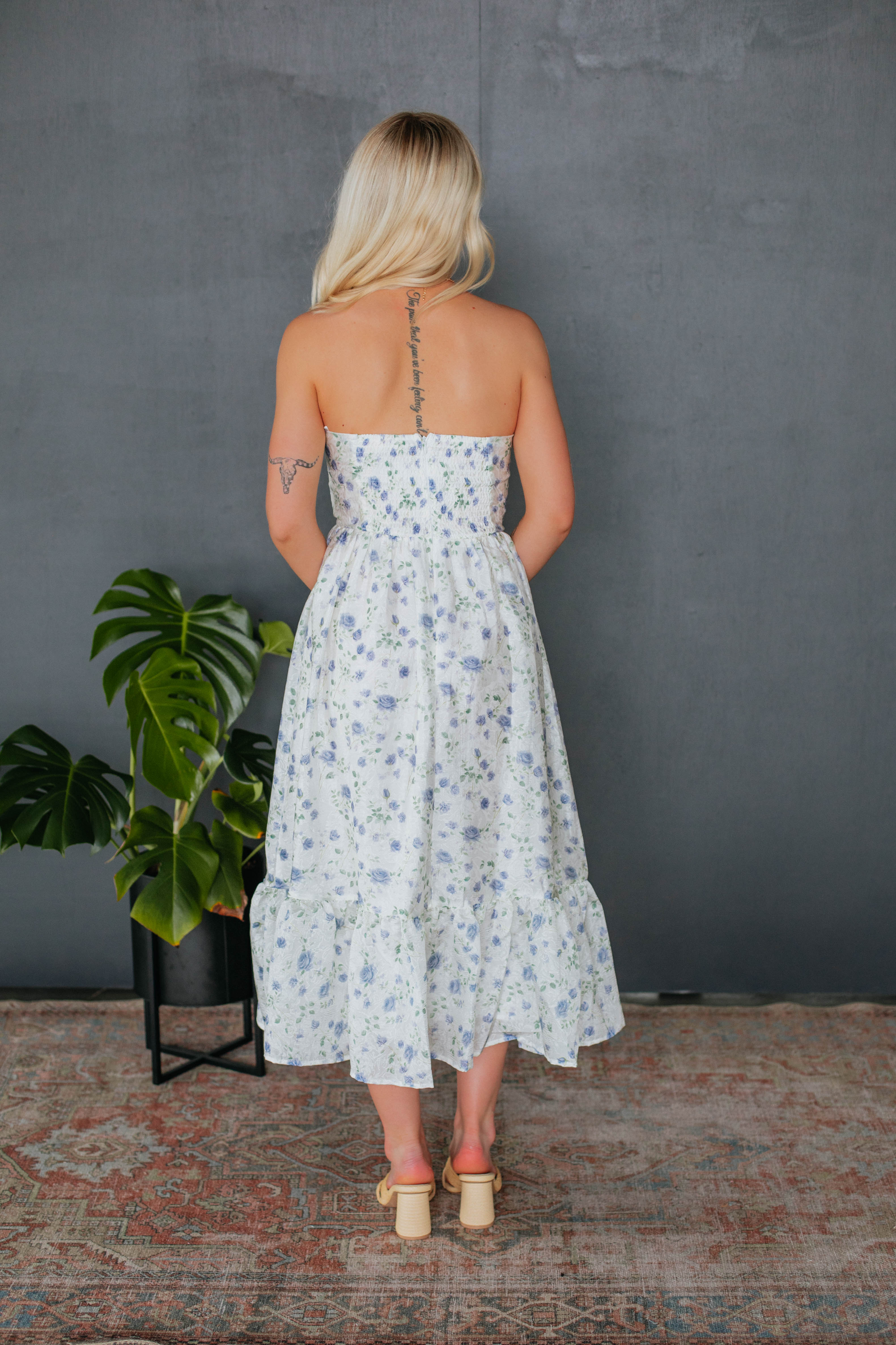 Livvy Floral Midi Dress - Women's Summer Floral Print A-Line Dress with Short Sleeves | Perfect for Beach Vacations, Garden Parties & Date Nights