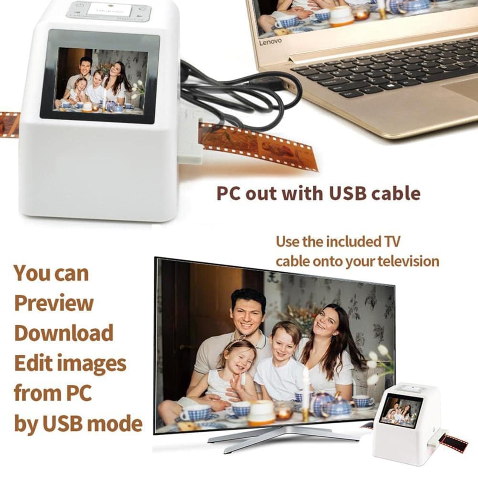 22MP Film Slide Photo Scanner with 2.4
