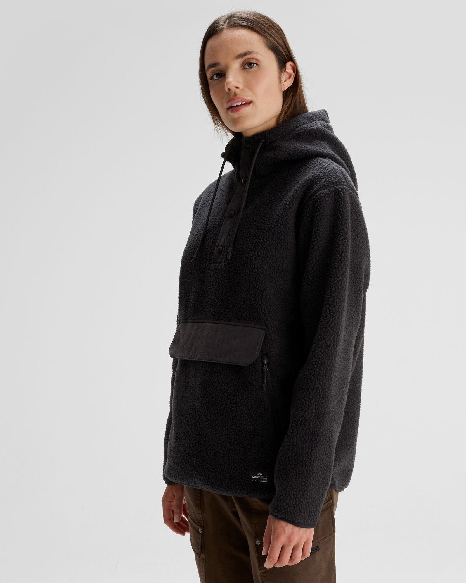 Women's Co Z High Pile Hooded Pullover Sweatshirt - Soft Fleece Winter Hoodie for Women - Black | Perfect for Casual Wear, Gym & Outdoor Activities