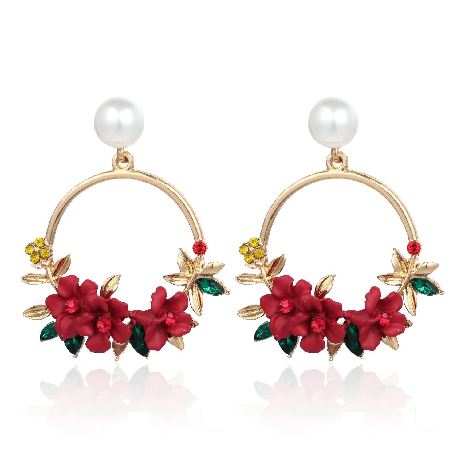 Minimalist Floral Drop Earrings - Lightweight Dangle Earrings for Women & Girls, Fashion Flower Wreath Charm Jewelry Gift | Perfect for Weddings, Parties & Everyday Wear