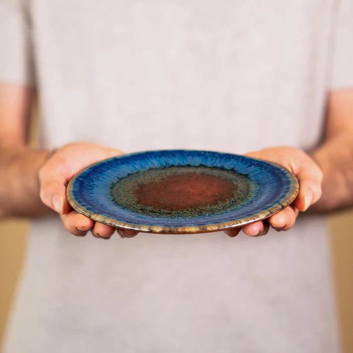 Blanket Creek Pottery Amber Blue Salad Plate - Handcrafted Ceramic Dinnerware for Salads, Appetizers & Desserts - Perfect for Home Dining, Parties & Gifts