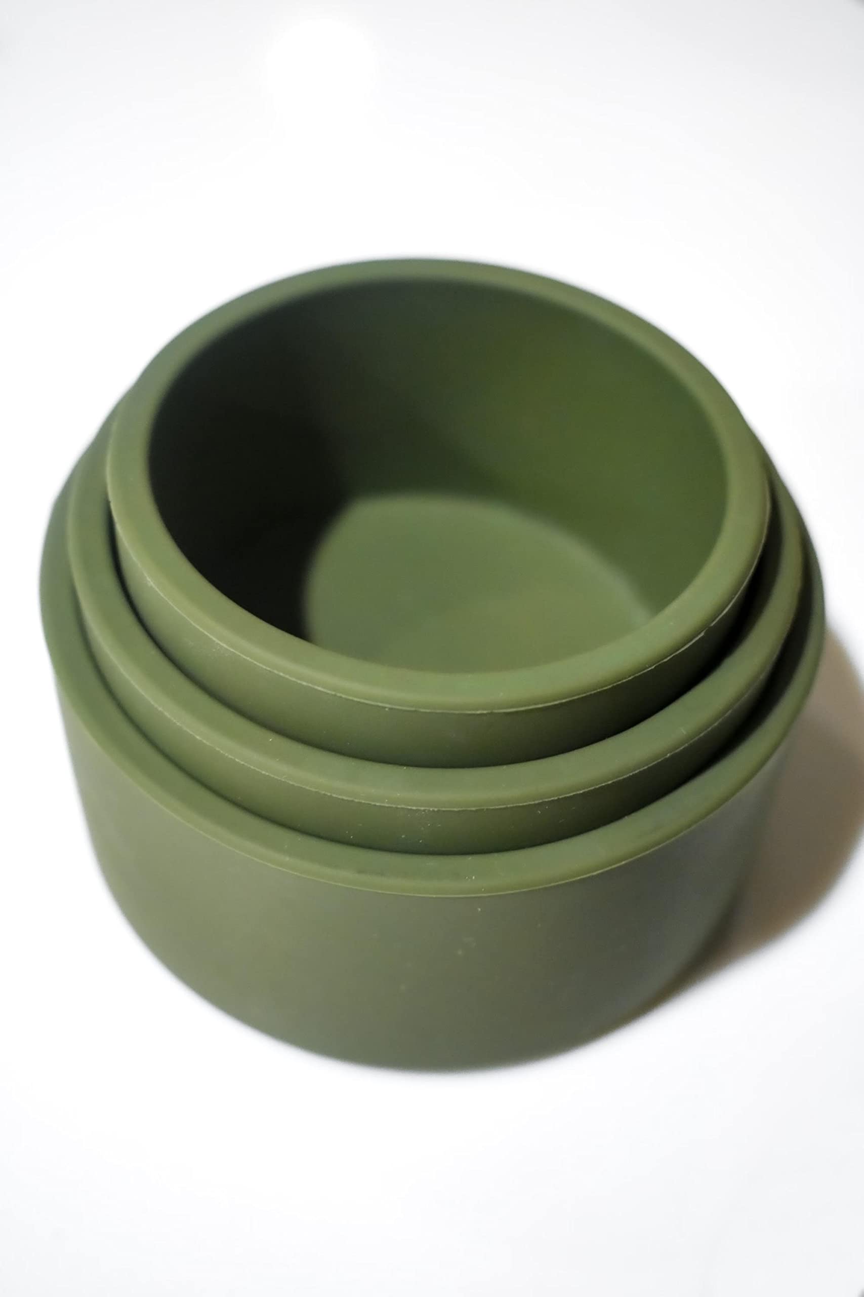 Stay Put Suction Cups - Silicone Small Bowls for Baby, Toddler, Snacks & Small Item Storage (Olive Green) | Microwave & Dishwasher Safe | Perfect for Highchair Trays, Travel & Kitchen Organization