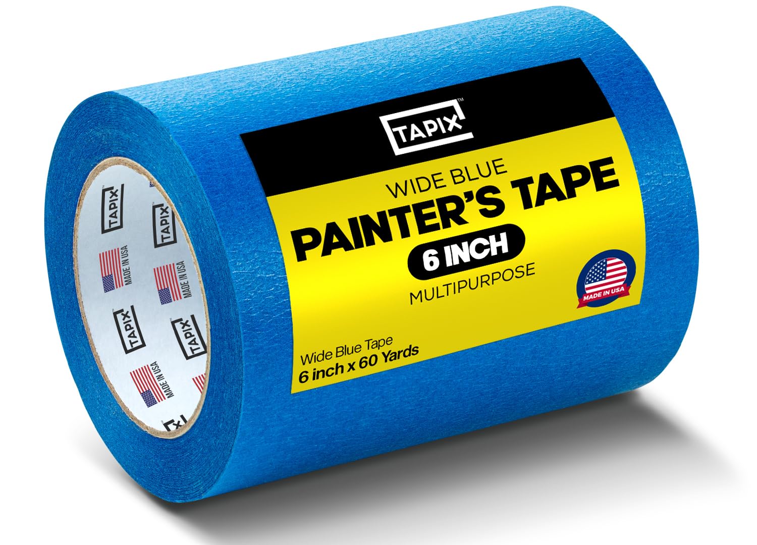 6 Inch x 60 Yards Wide Blue Painters Tape - 3D Printing & Masking Tape for Walls, Furniture, Crafts - Easy Clean Removal Lasts Up to 21 Days - No Residue for Home DIY & Professional Projects