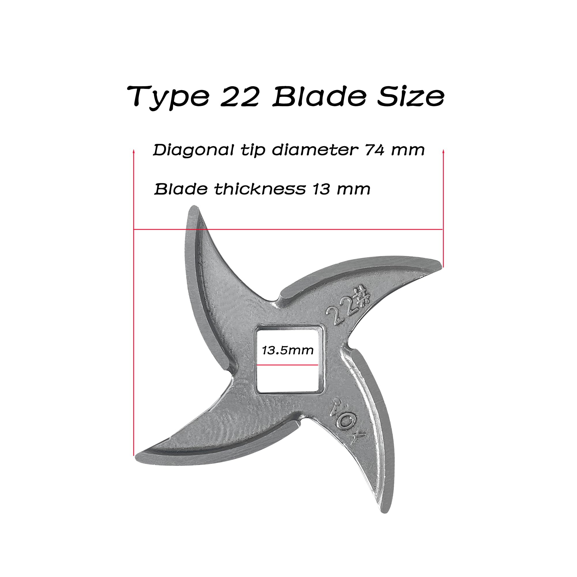 #22 Stainless Steel Meat Grinder Blade Replacement - 2 Pack - Durable Knife Cutter for Home Kitchen & Commercial Use - Perfect for Grinding Beef, Pork, Chicken & Making Sausages